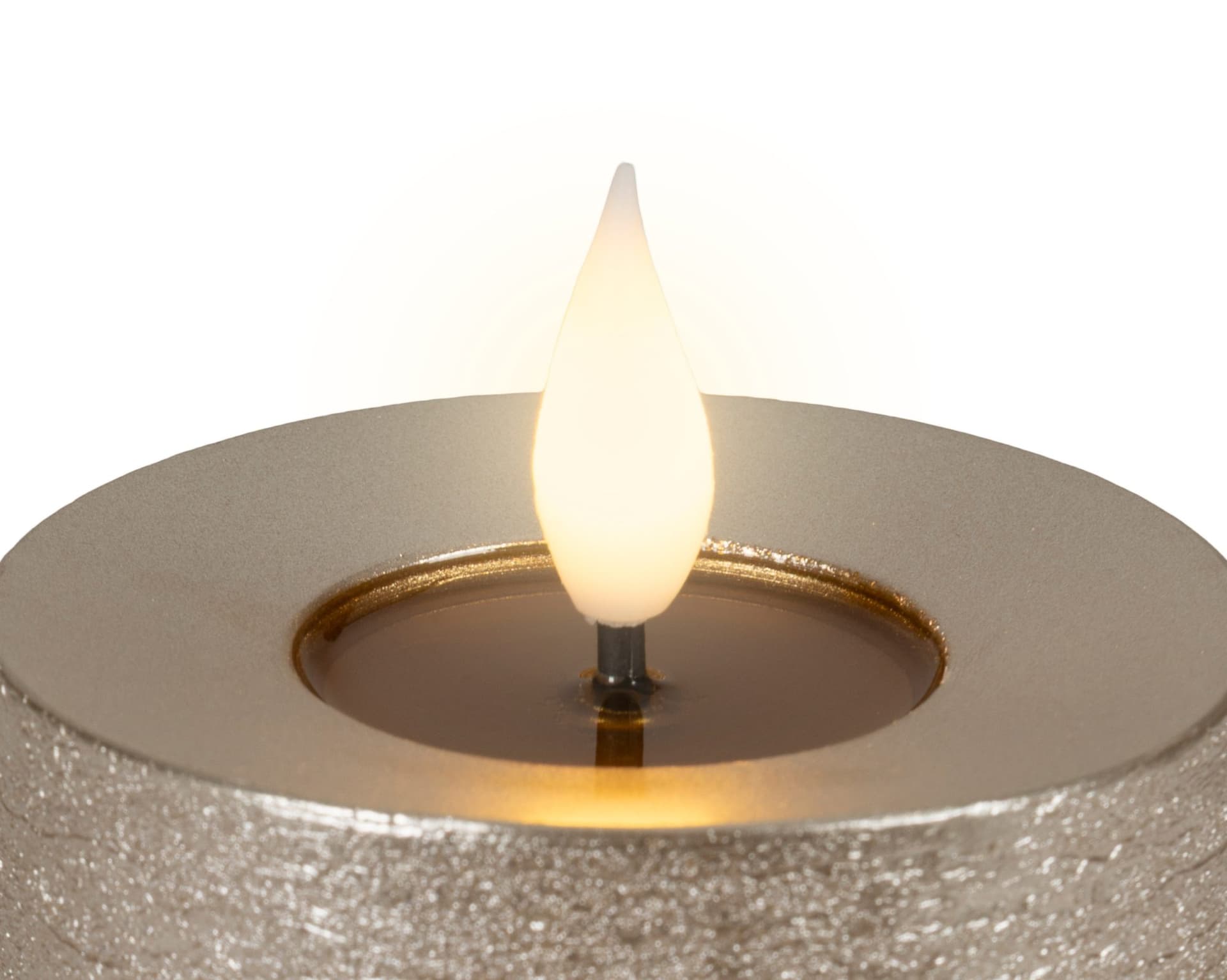 Ledkaars Lumineo fire flame effect zilver set à 3 groottes 2
