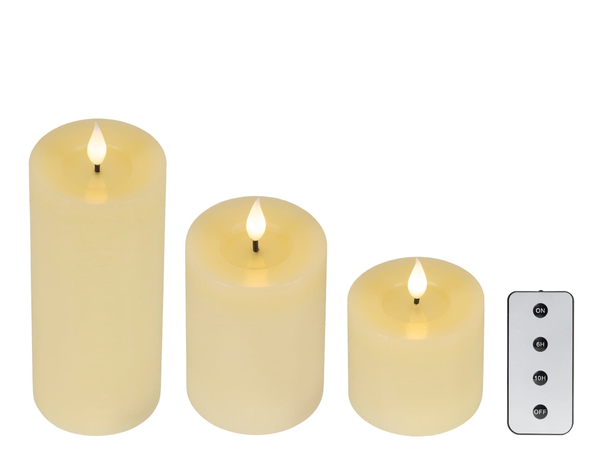 Ledkaars Lumineo fire flame effect creme set à 3 groottes