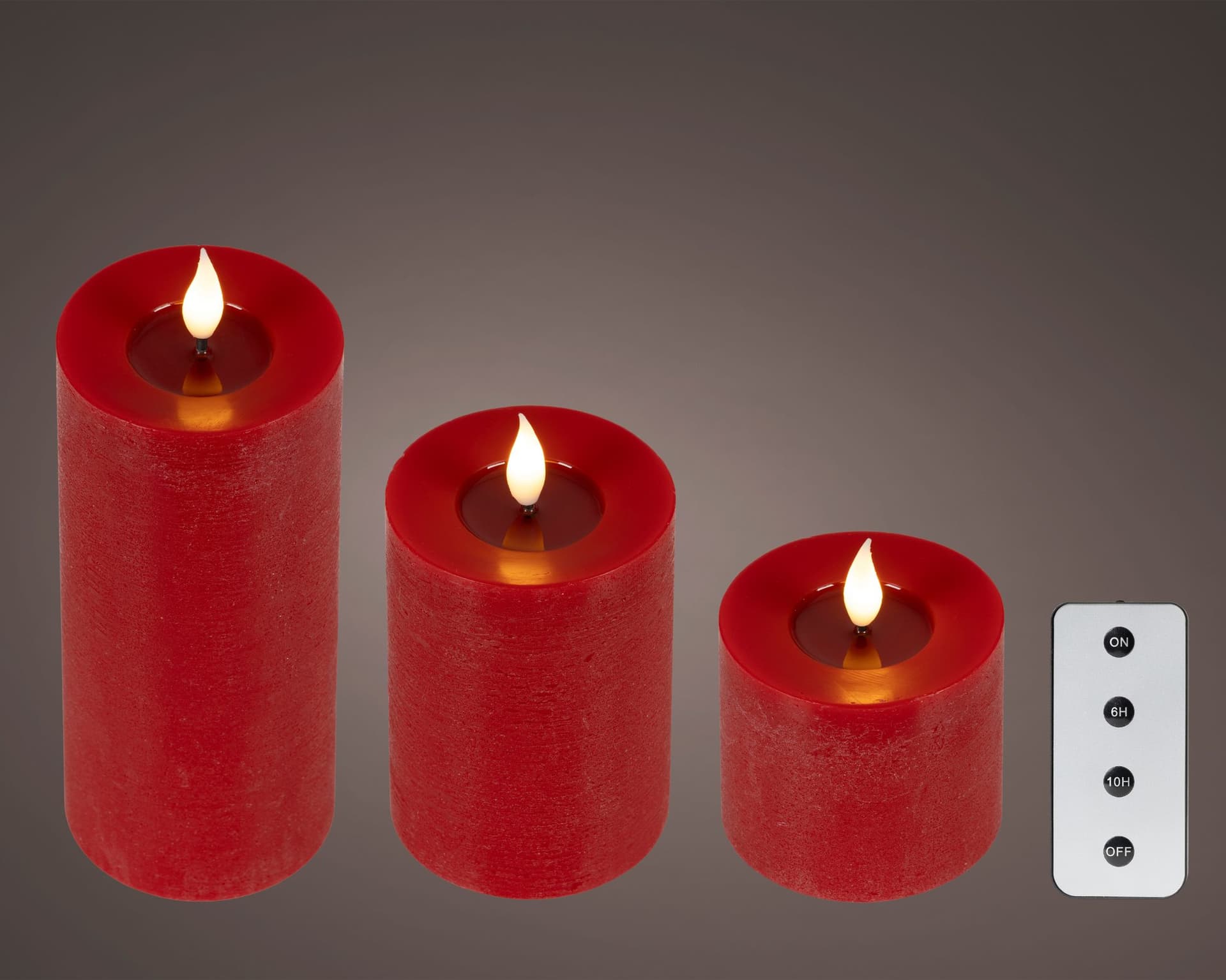 Ledkaars Lumineo fire flame effect rood set à 3 groottes 3