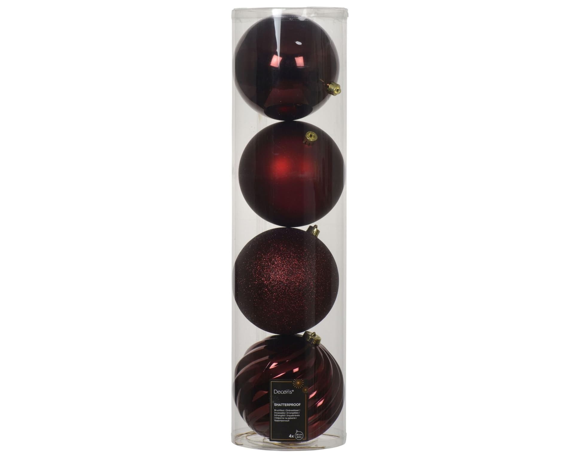 Kerstballenmix Decoris Ossenbloed koker à 4 stuks