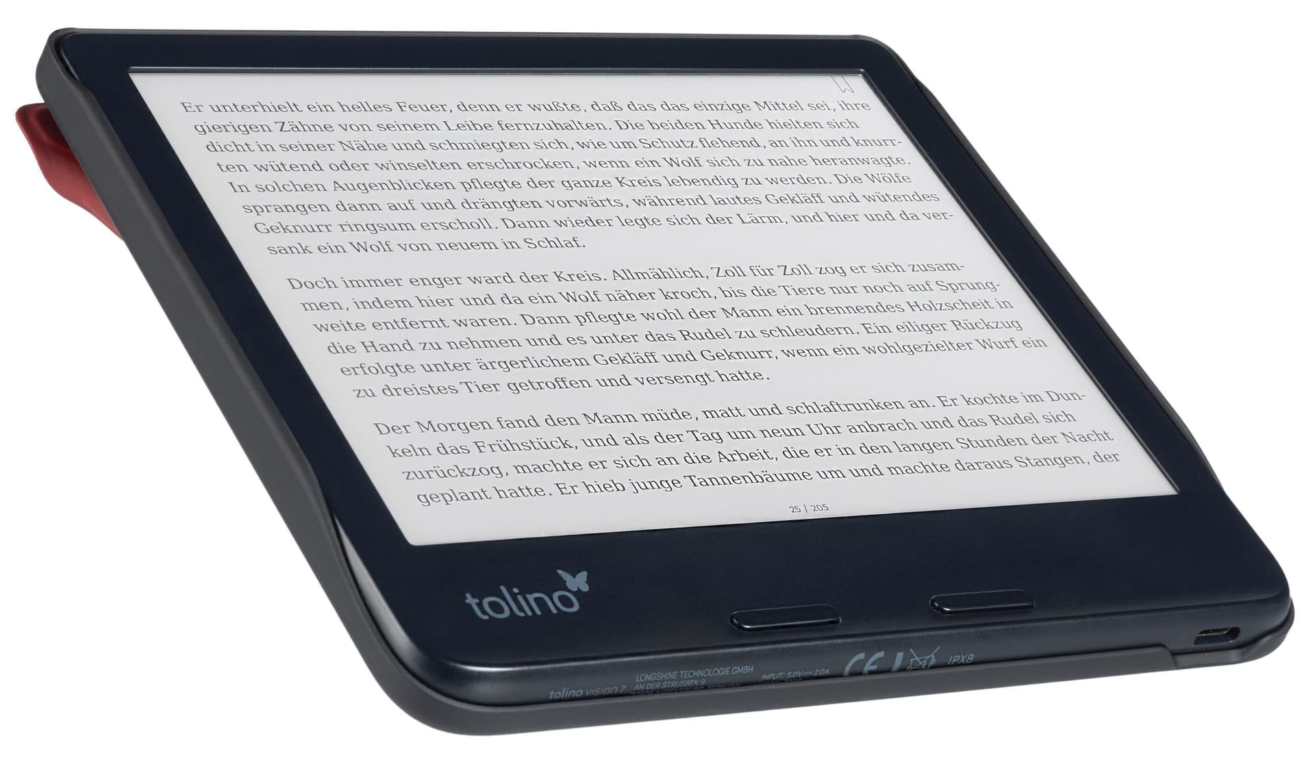 E-reader beschermhoes Tolino Vision 7 Origami rood 2