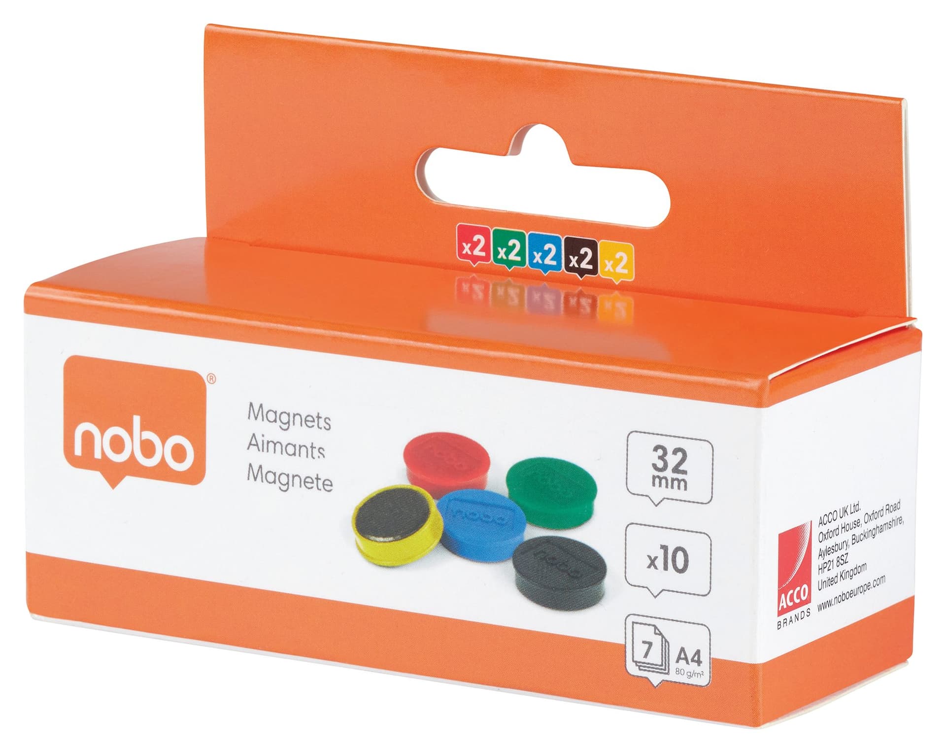 Magneet Nobo 32mm assorti 10 stuks 2