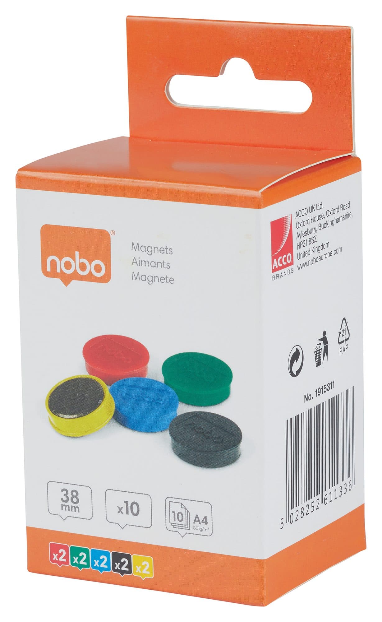 Magneet Nobo 38mm assorti 10 stuks 2