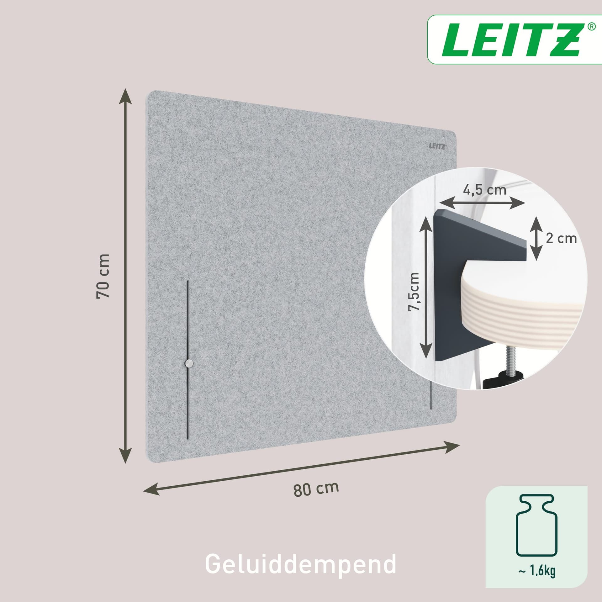 Bureauscherm Leitz in hoogte verstelbaar 70x80cm 4