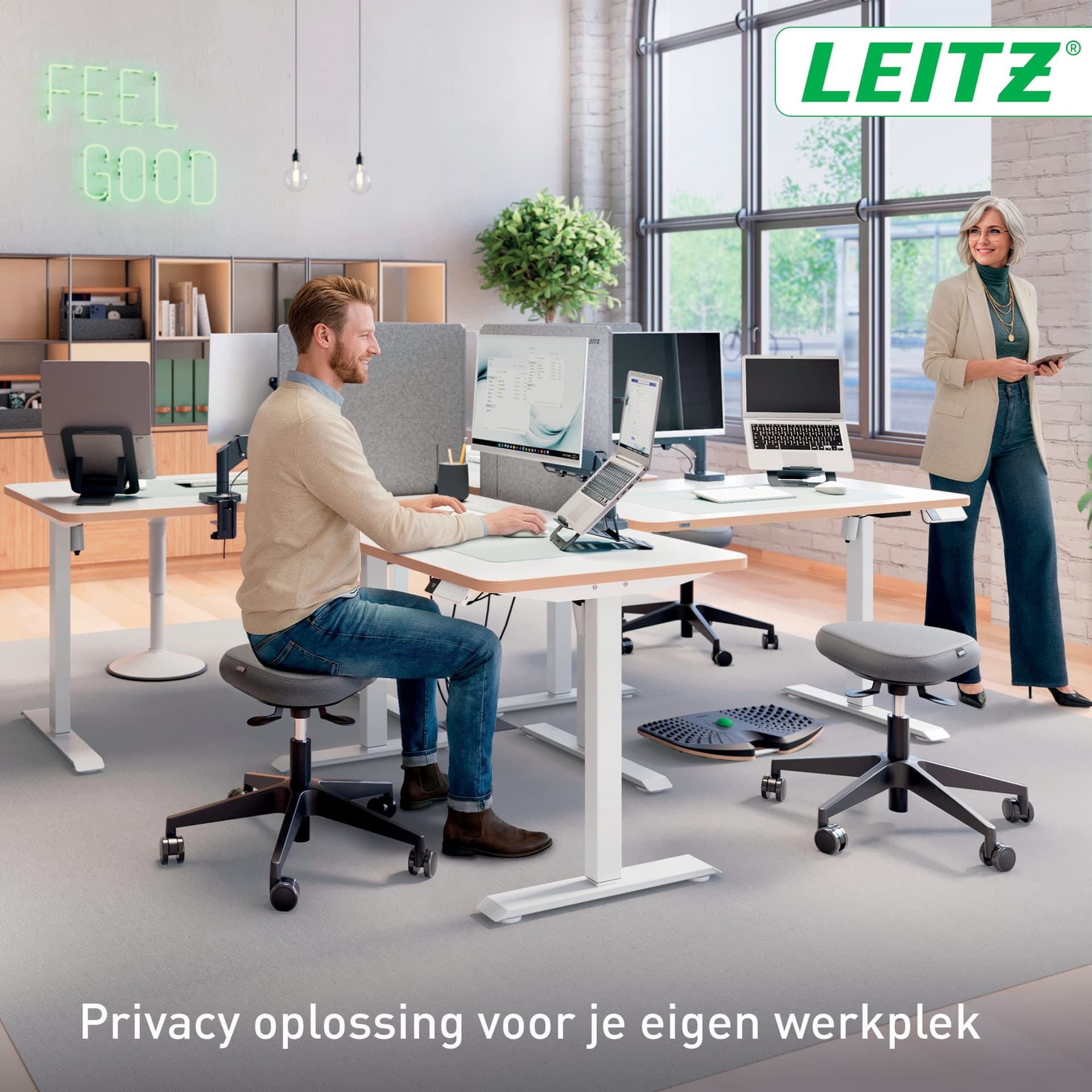 Bureauscherm Leitz in hoogte verstelbaar 70x80cm 5