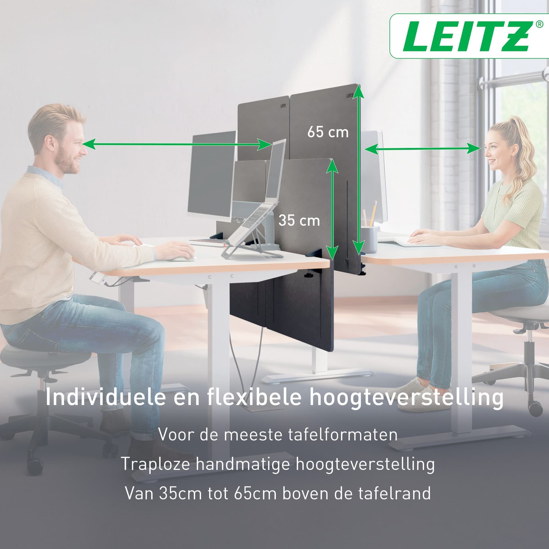 Bureauscherm Leitz in hoogte verstelbaar 70x60cm 6