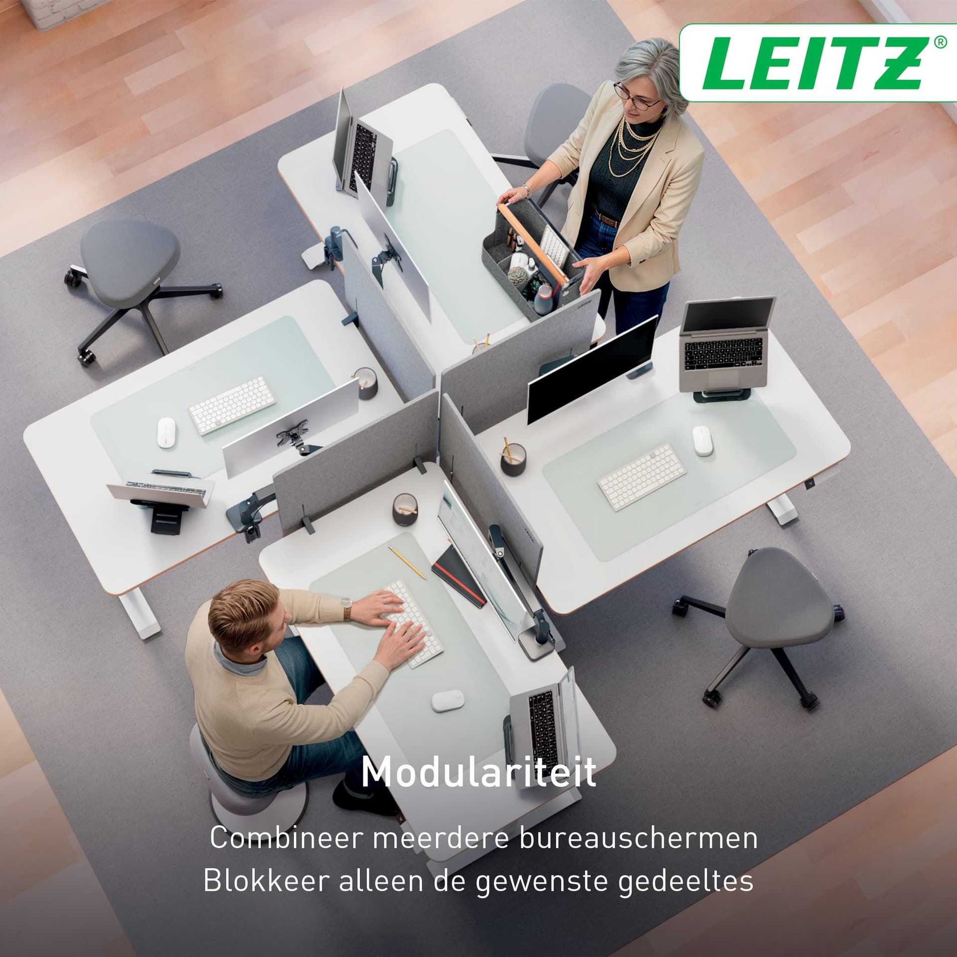 Bureauscherm Leitz in hoogte verstelbaar 70x60cm 7