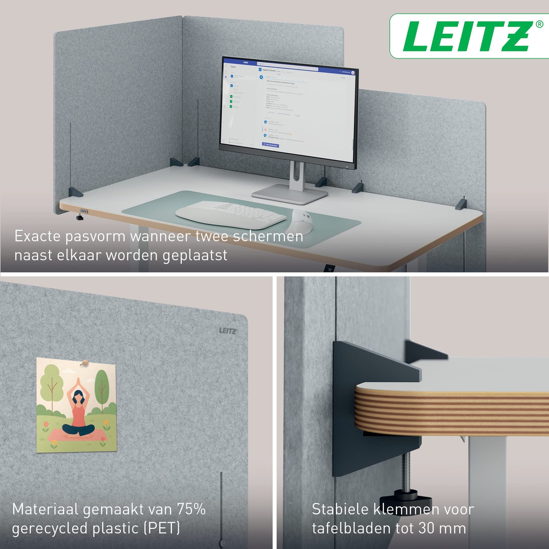 Bureauscherm Leitz in hoogte verstelbaar 70x60cm 8