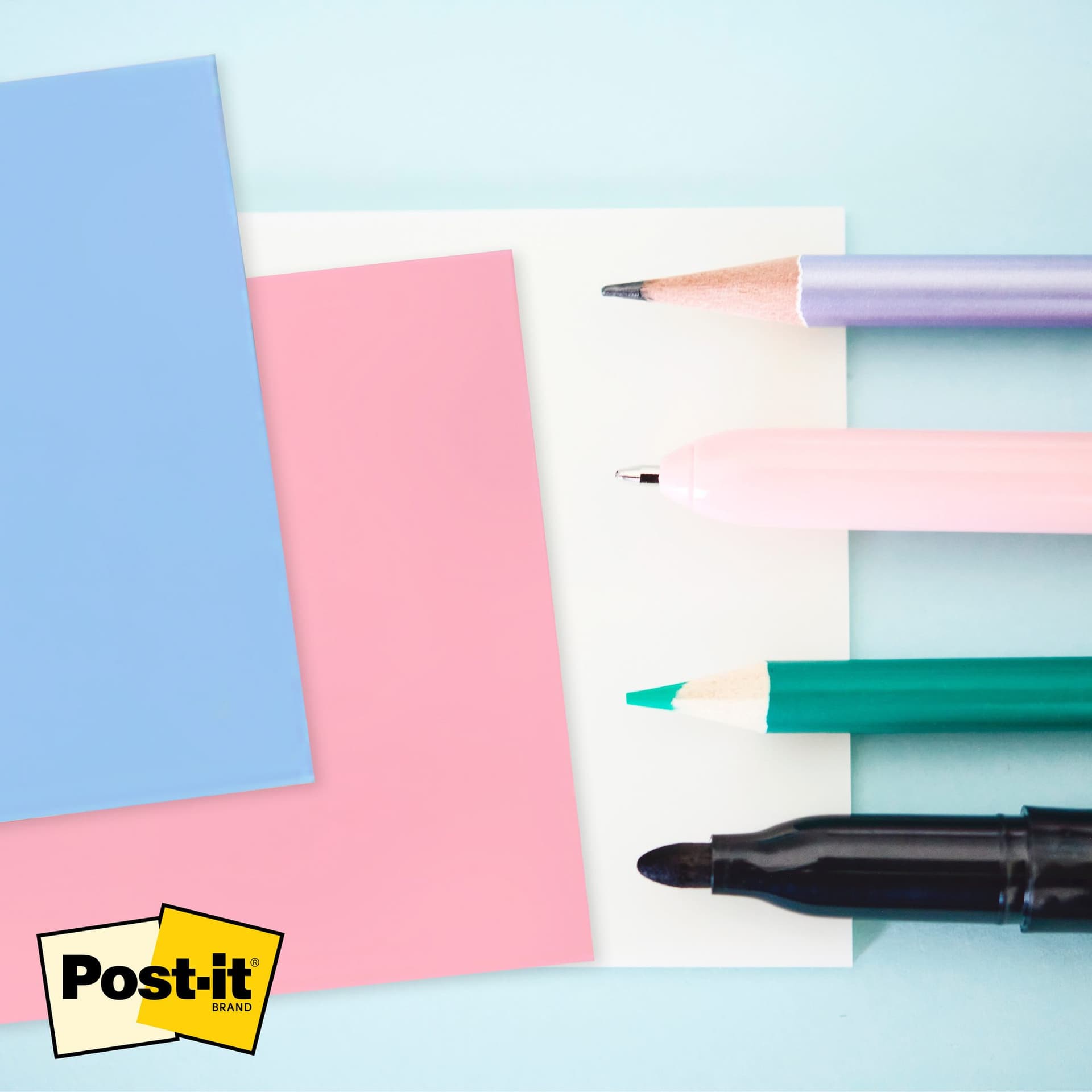 Memoblok Post-it 3M 73x73mm Transparant blauw 4