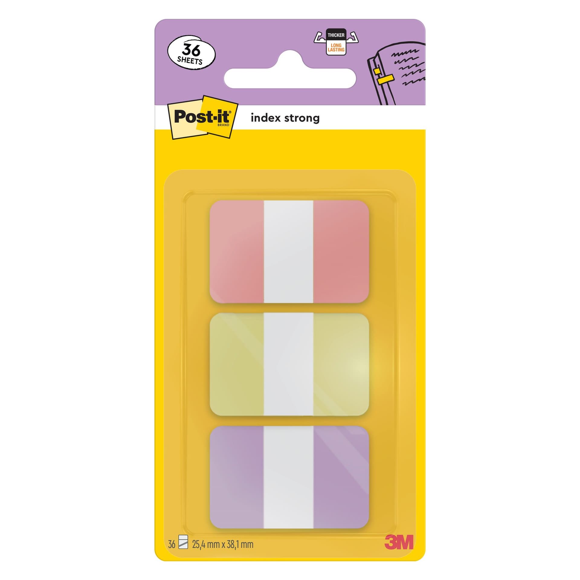 Indextabs Post-it 686-3SUN 25,4x38,1mm Strong, 36 tabs