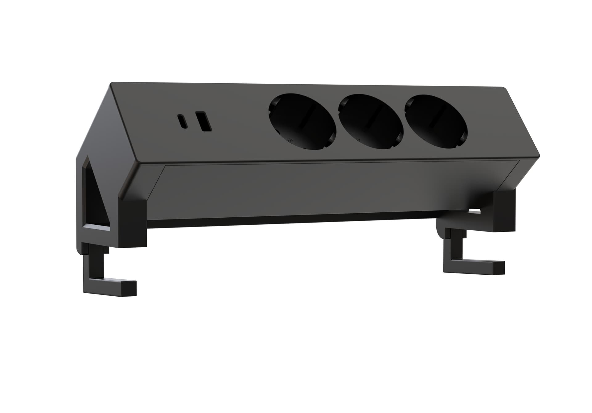 Stekkerdoos Euroseats opbouw 3 voudig USB A+C zwart