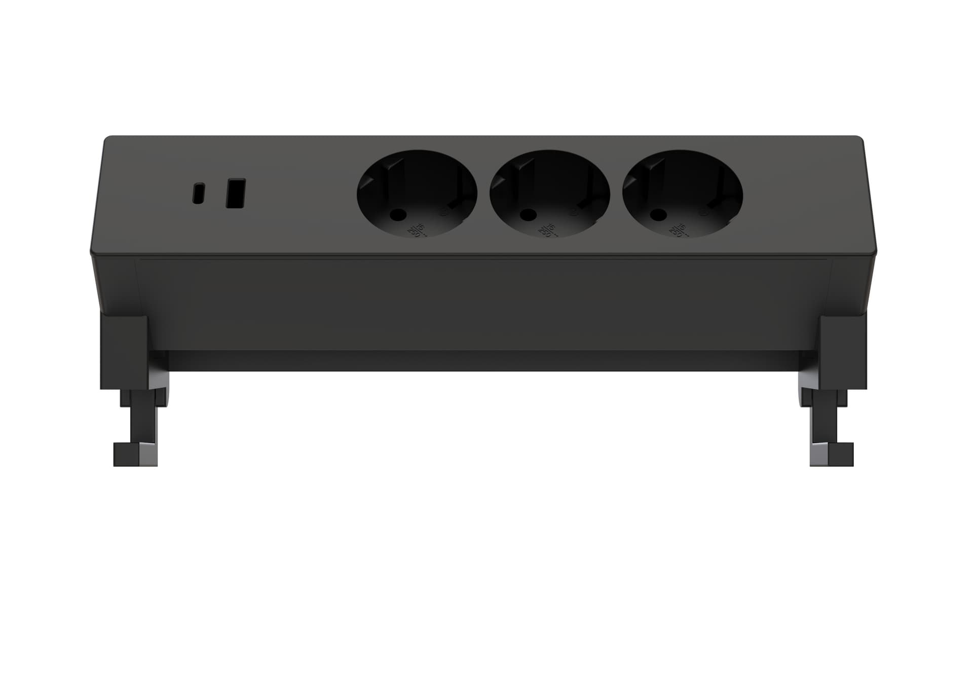 Stekkerdoos Euroseats opbouw 3 voudig USB A+C zwart 3