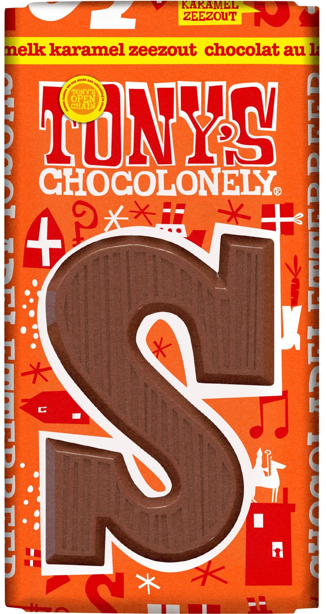 Chocoladeletter Tony's Chocolonely S melk karamel zeezout 90 gram