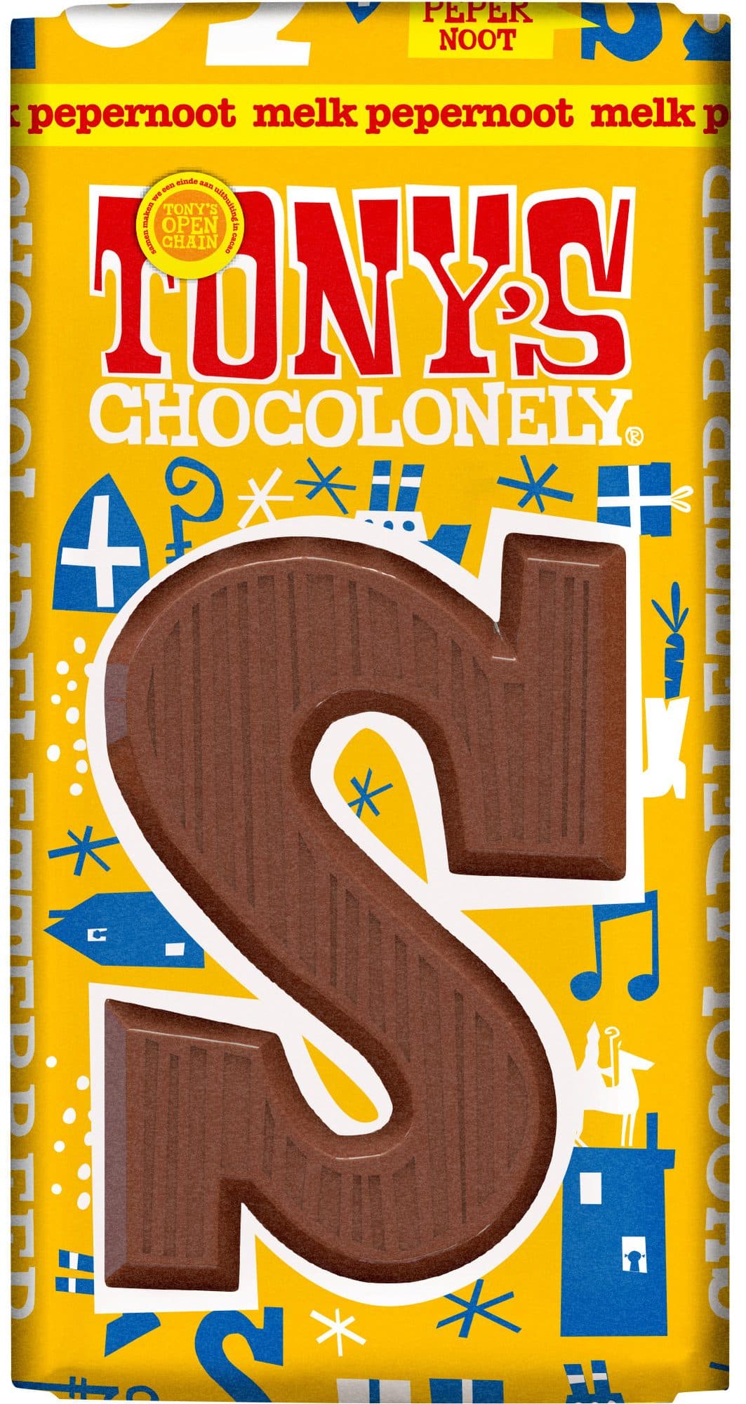 Chocoladeletter Tony's Chocolonely S melk pepernoot 90 gram