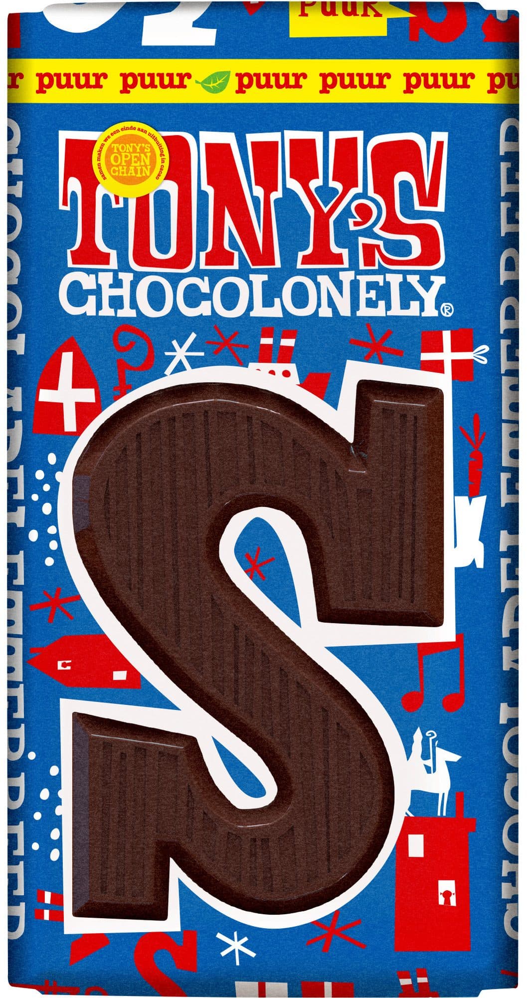 Chocoladeletter Tony's Chocolonely S puur 90 gram