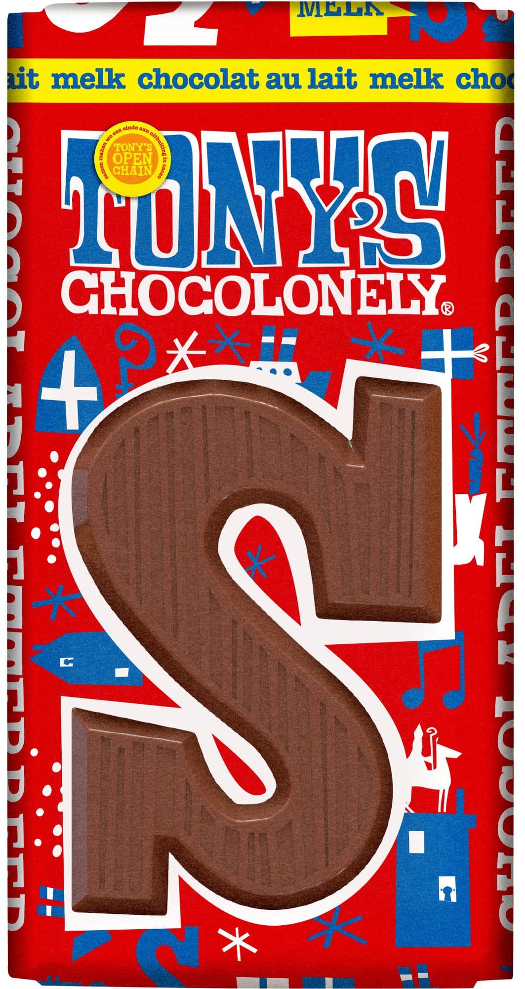 Chocoladeletter Tony's Chocolonely melk S 90 gram