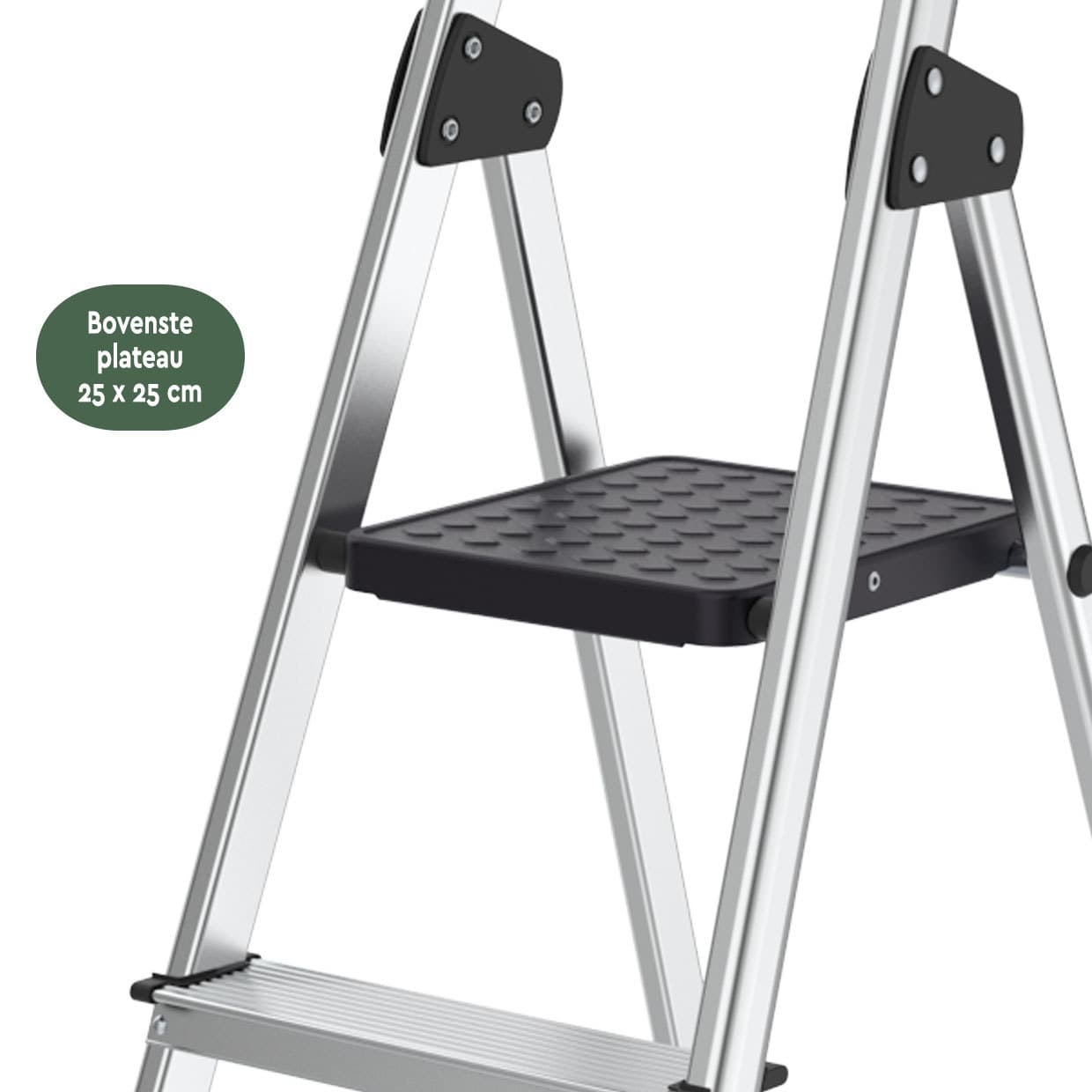 Huishoudtrap BRASQ 4 treden aluminium SLA400 zilver 2