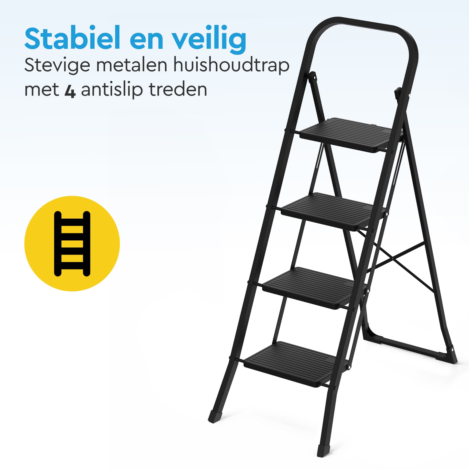 Huishoudtrap BRASQ 4 treden SLM400 zwart 2