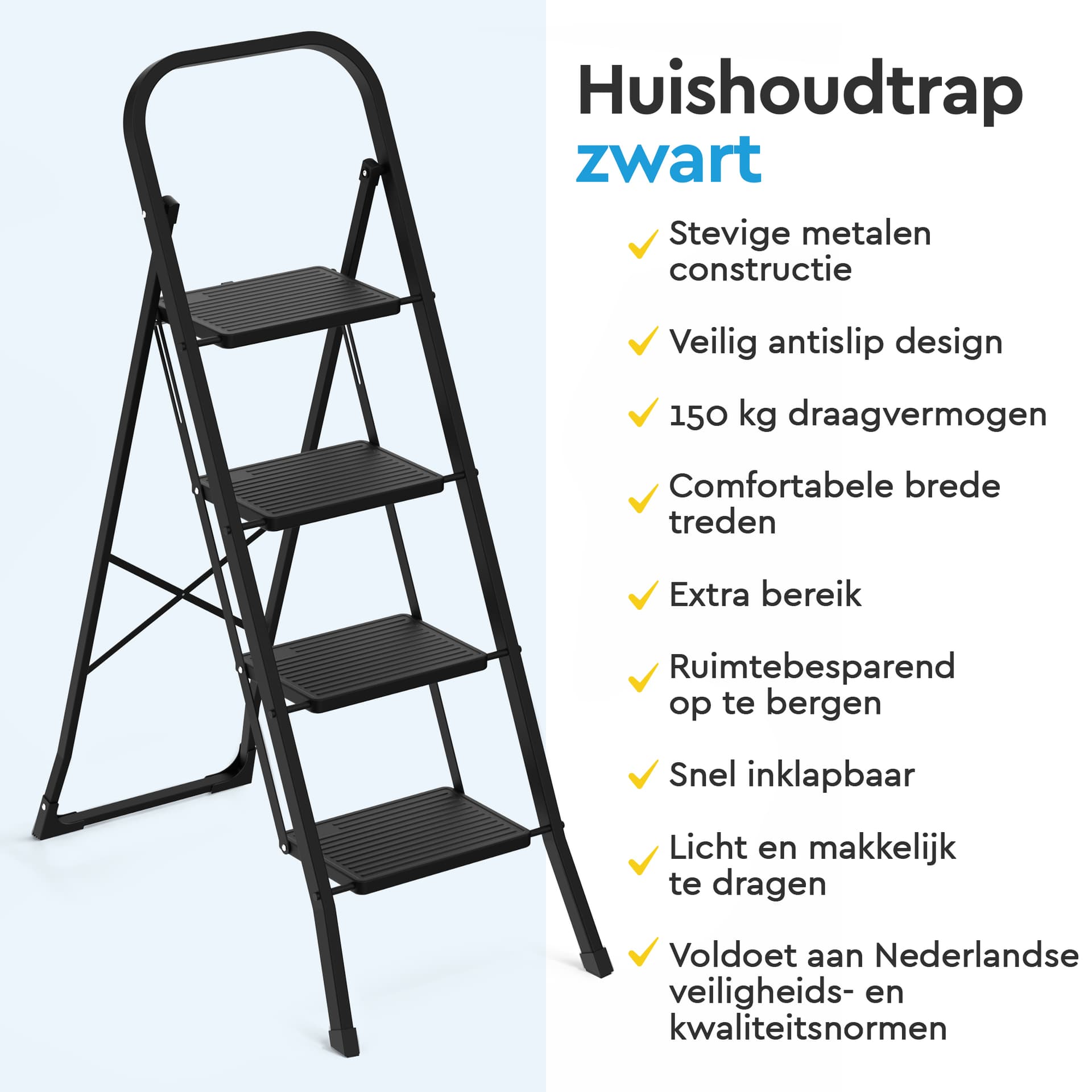 Huishoudtrap BRASQ 4 treden SLM400 zwart 4