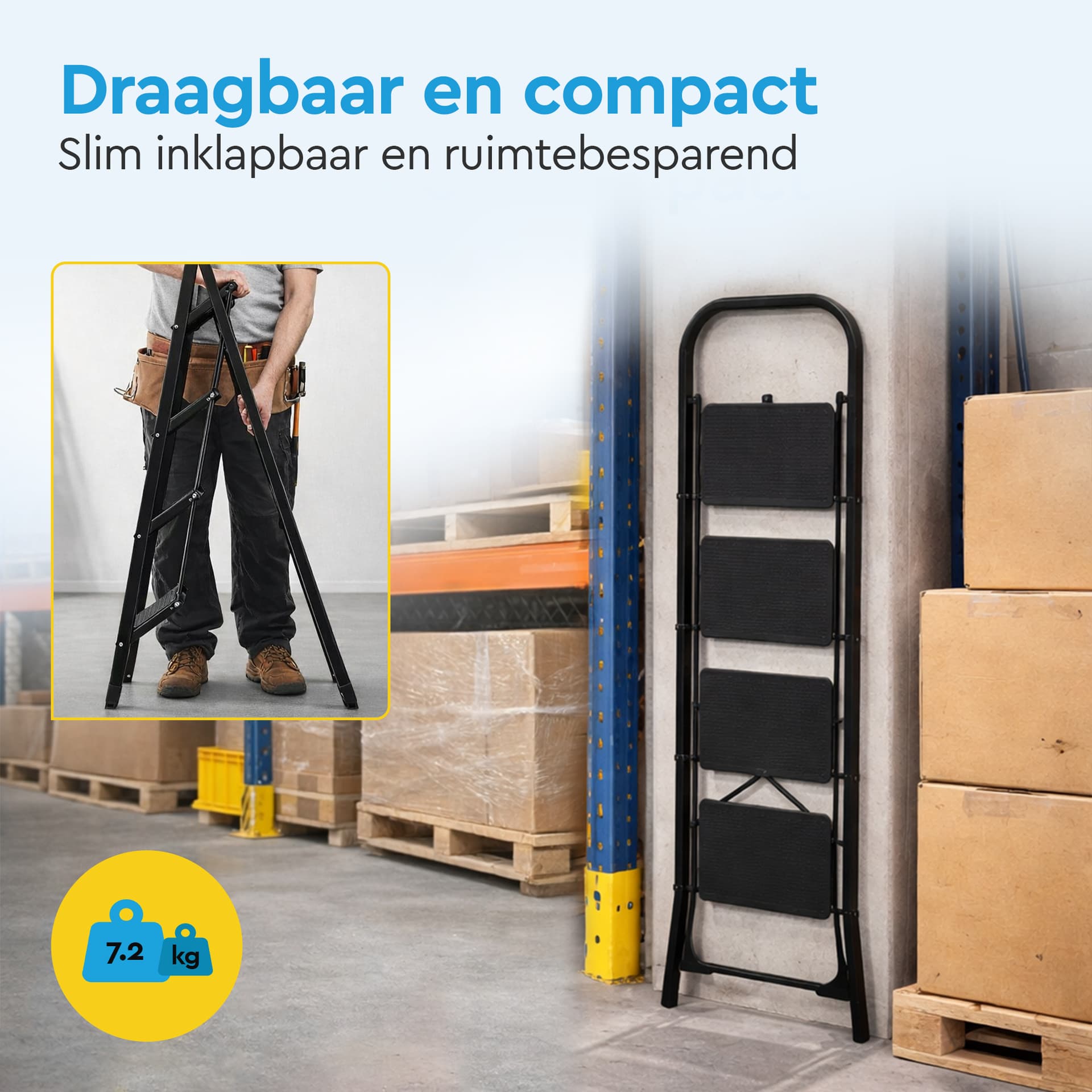 Huishoudtrap BRASQ 4 treden SLM400 zwart 8