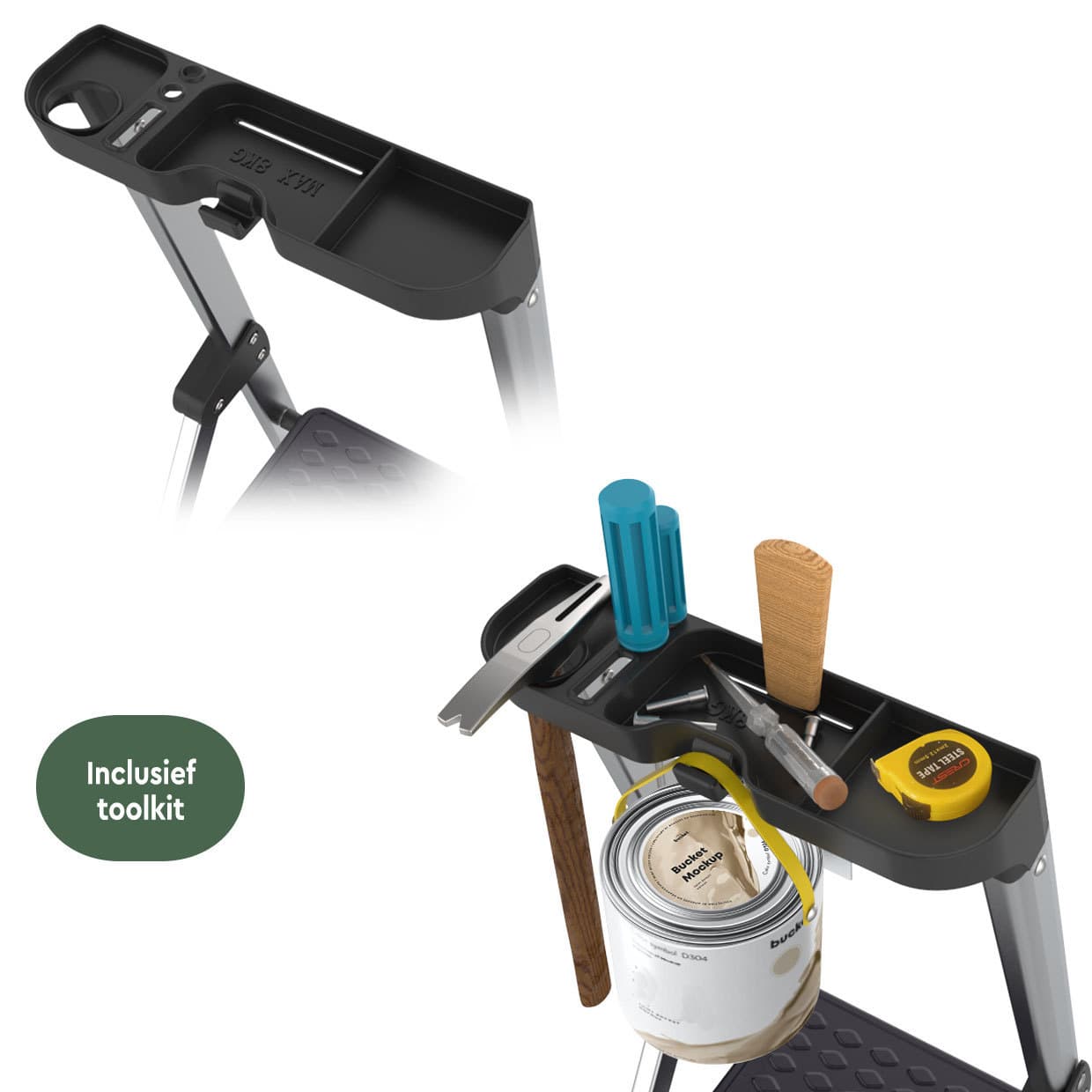 Huishoudtrap BRASQ 5 treden aluminium SLA500 zilver 4