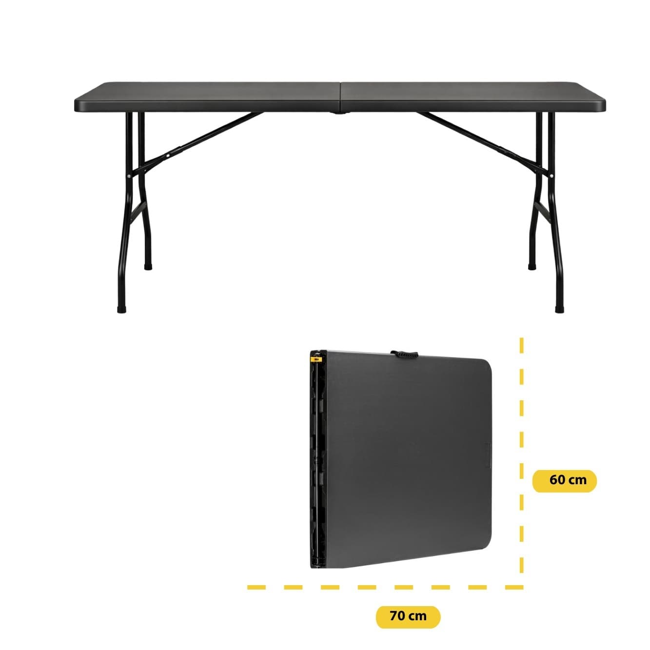 Vouwtafel BRASQ 180x70x74cm FT180 zwart 2
