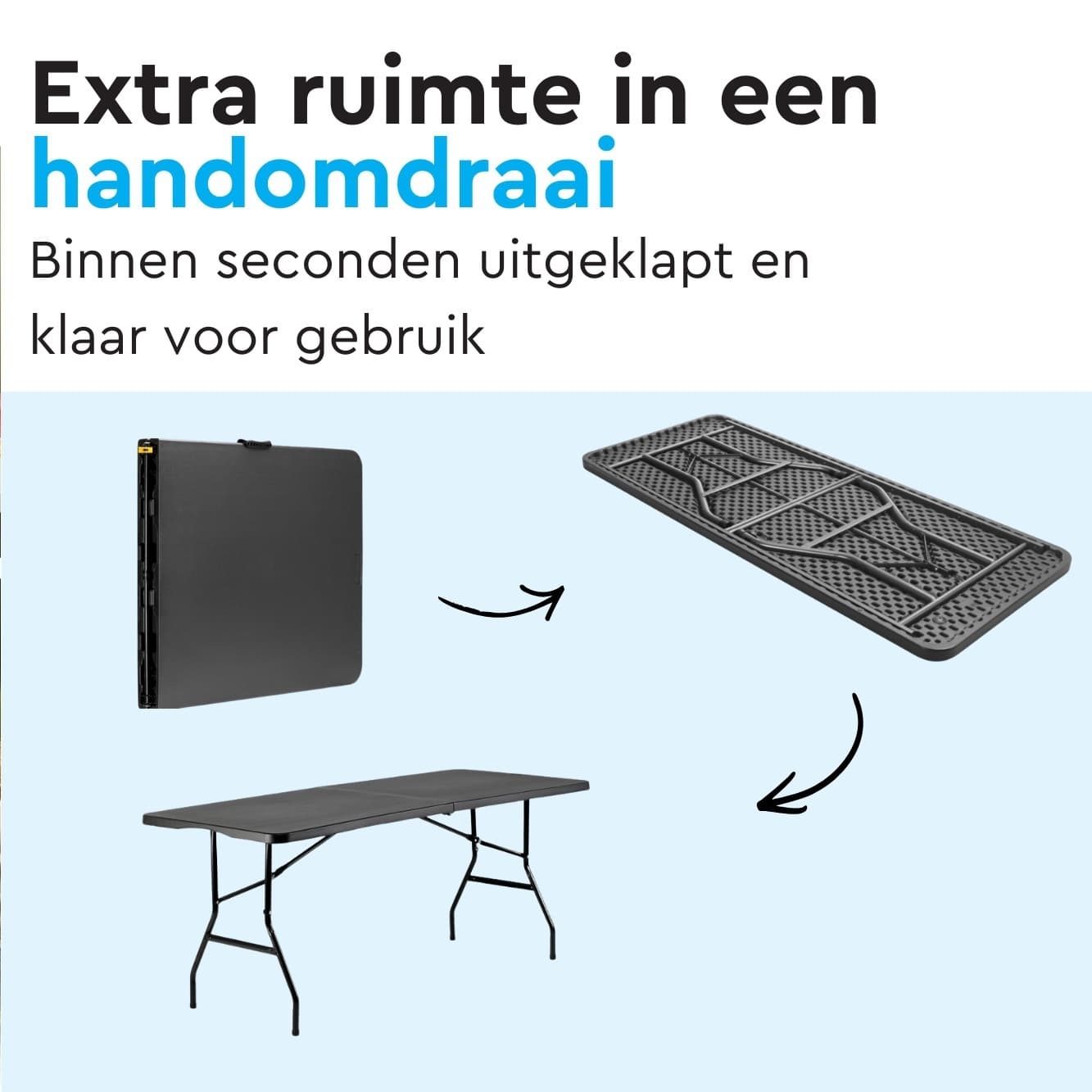 Vouwtafel BRASQ 180x70x74cm FT180 zwart 3