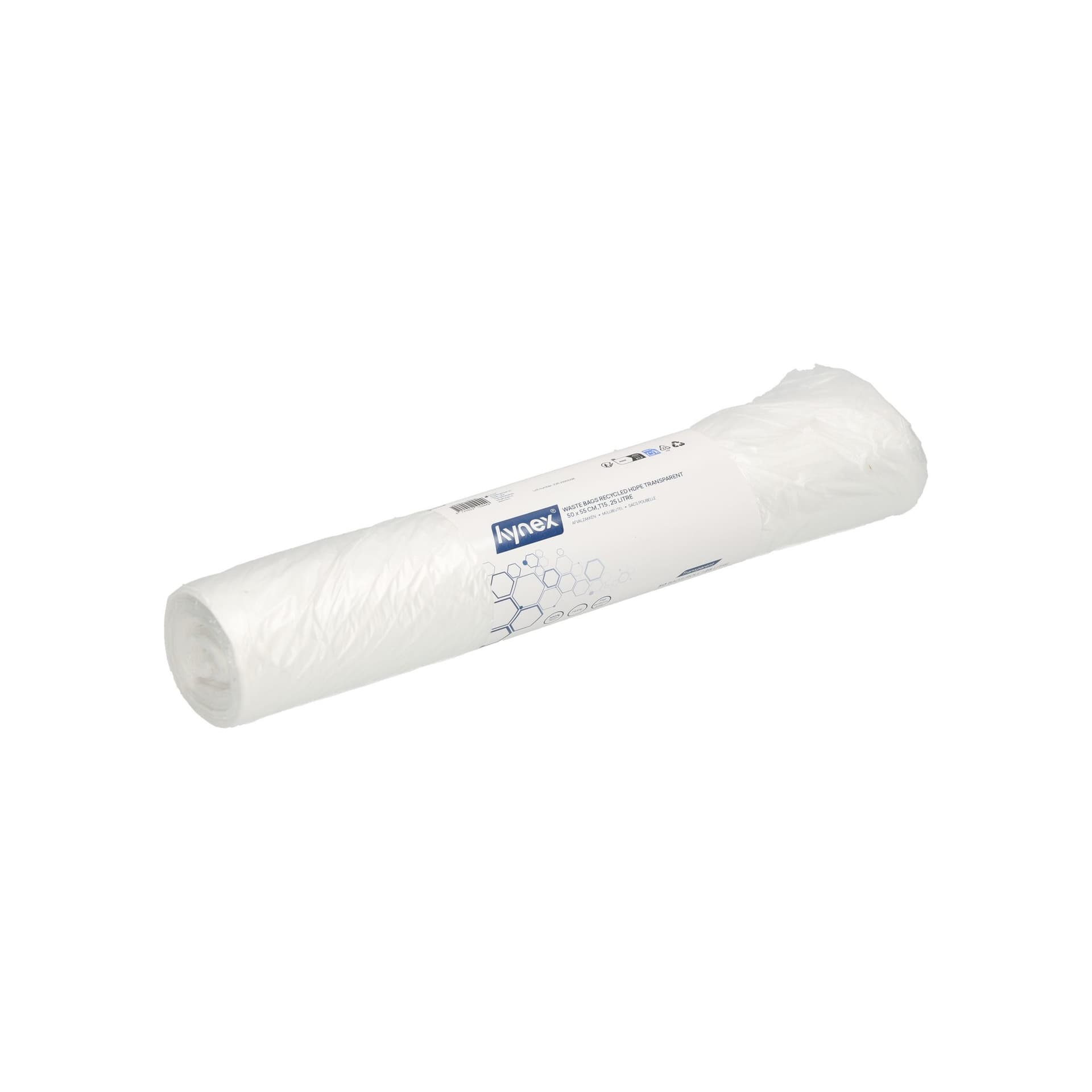 Afvalzak Hynex 50x55cm HDPE recycled T15 25L transparant rol à 50 stuks 2