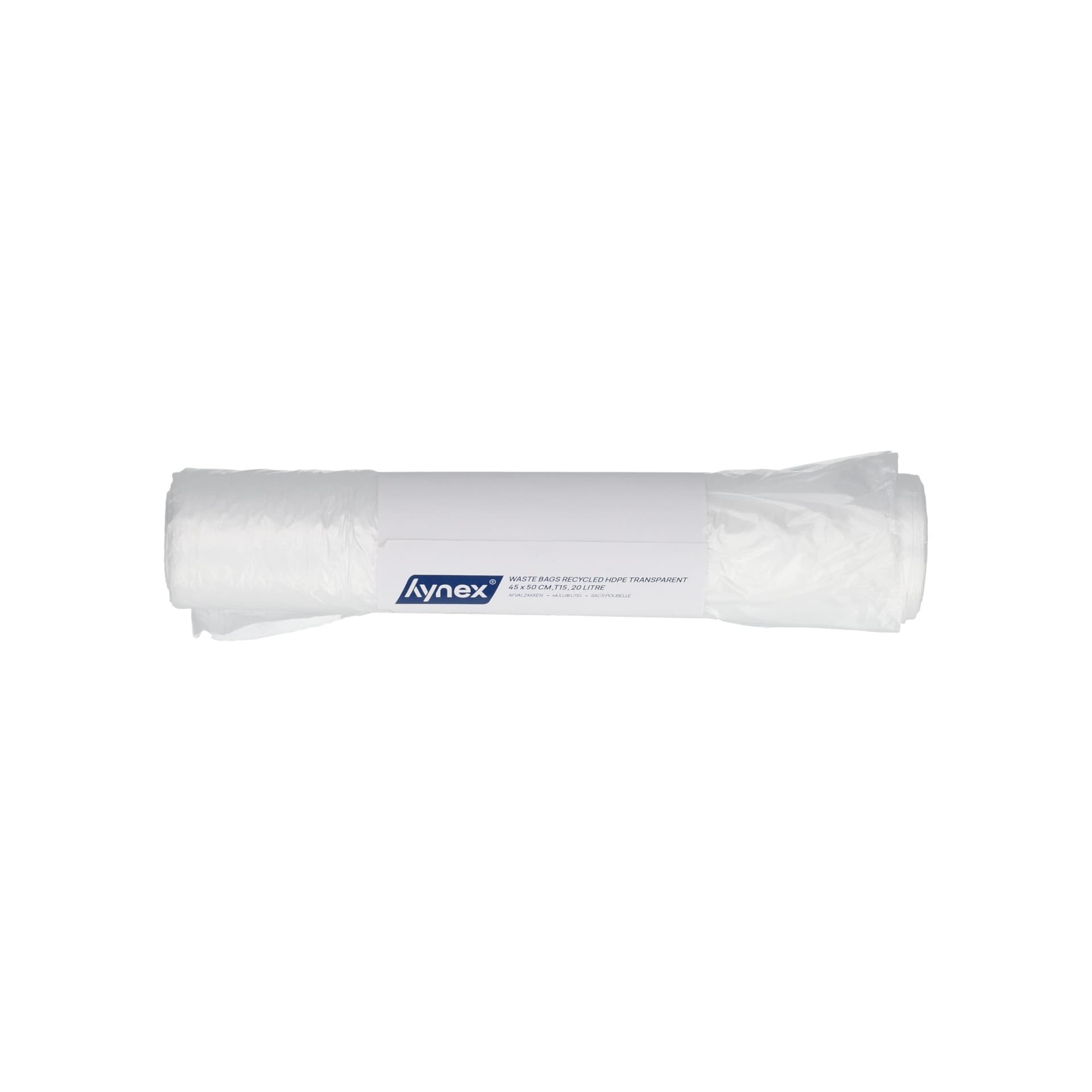 Afvalzak Hynex 45x50cm HDPE recycled T15 20L transparant rol à 50 stuks 4