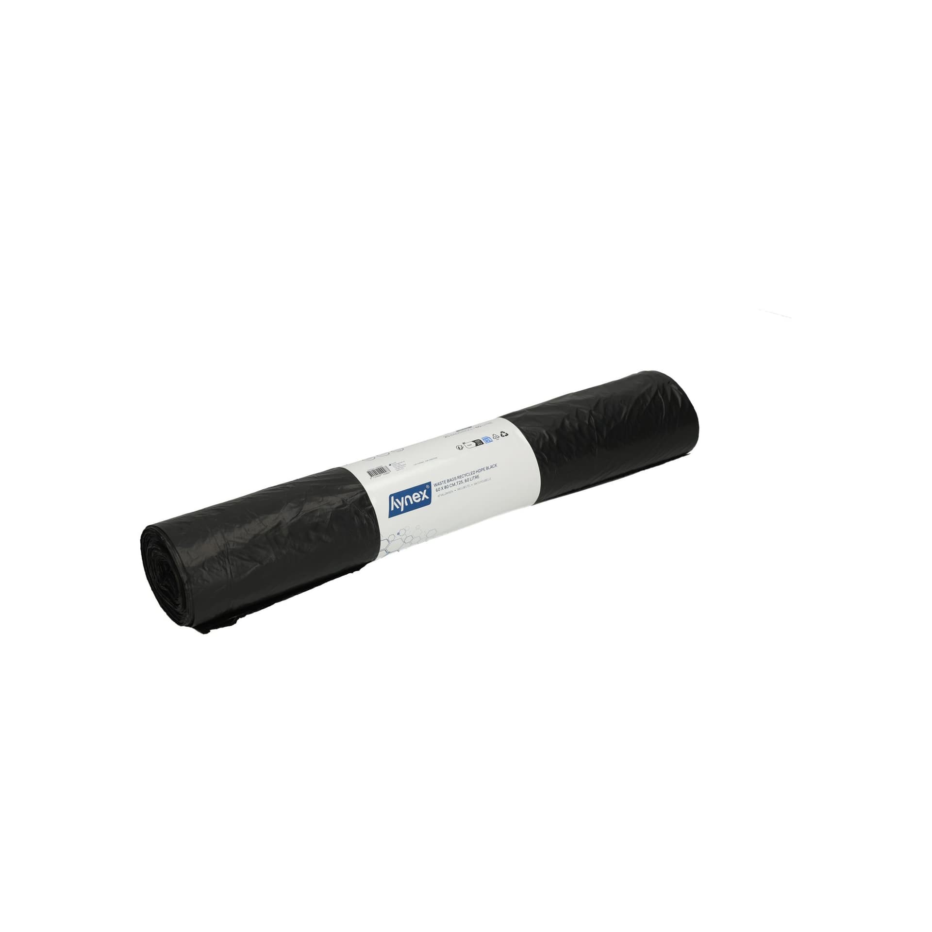 Afvalzak Hynex 60x80cm HDPE recycled T25 60L zwart rol à 25 stuks 2