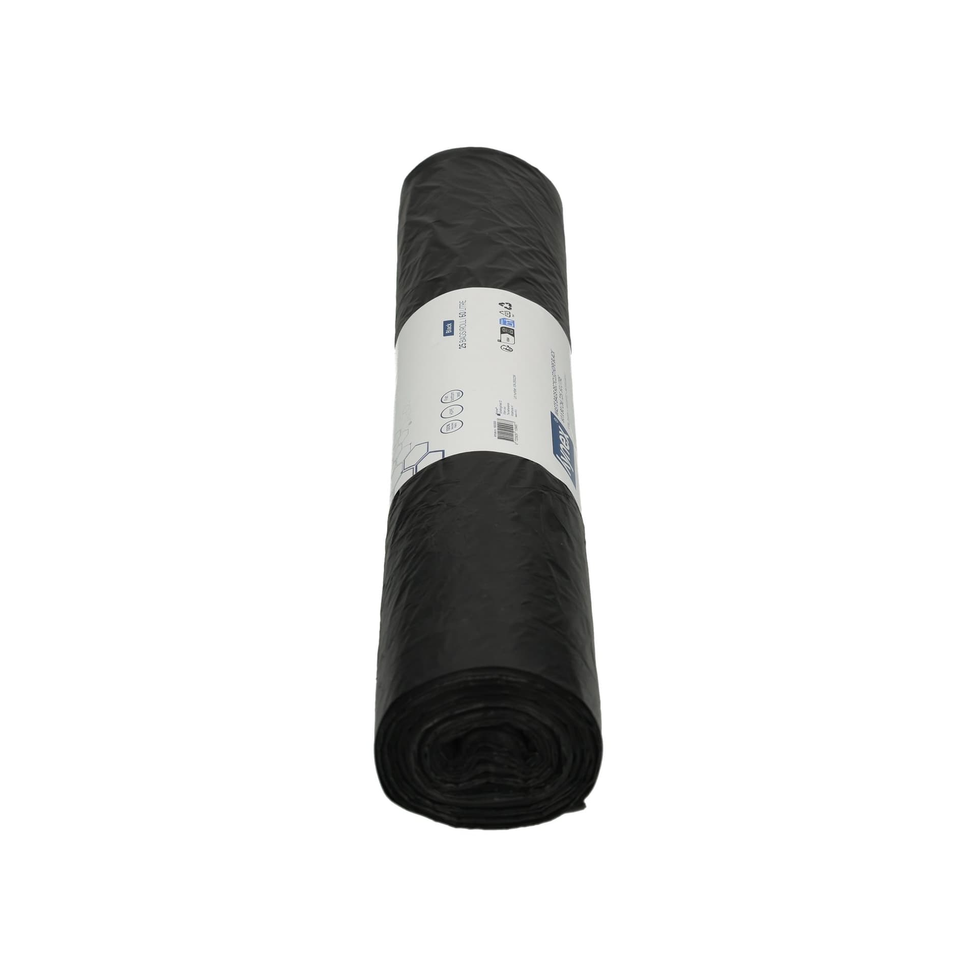 Afvalzak Hynex 60x80cm HDPE recycled T25 60L zwart rol à 25 stuks 3