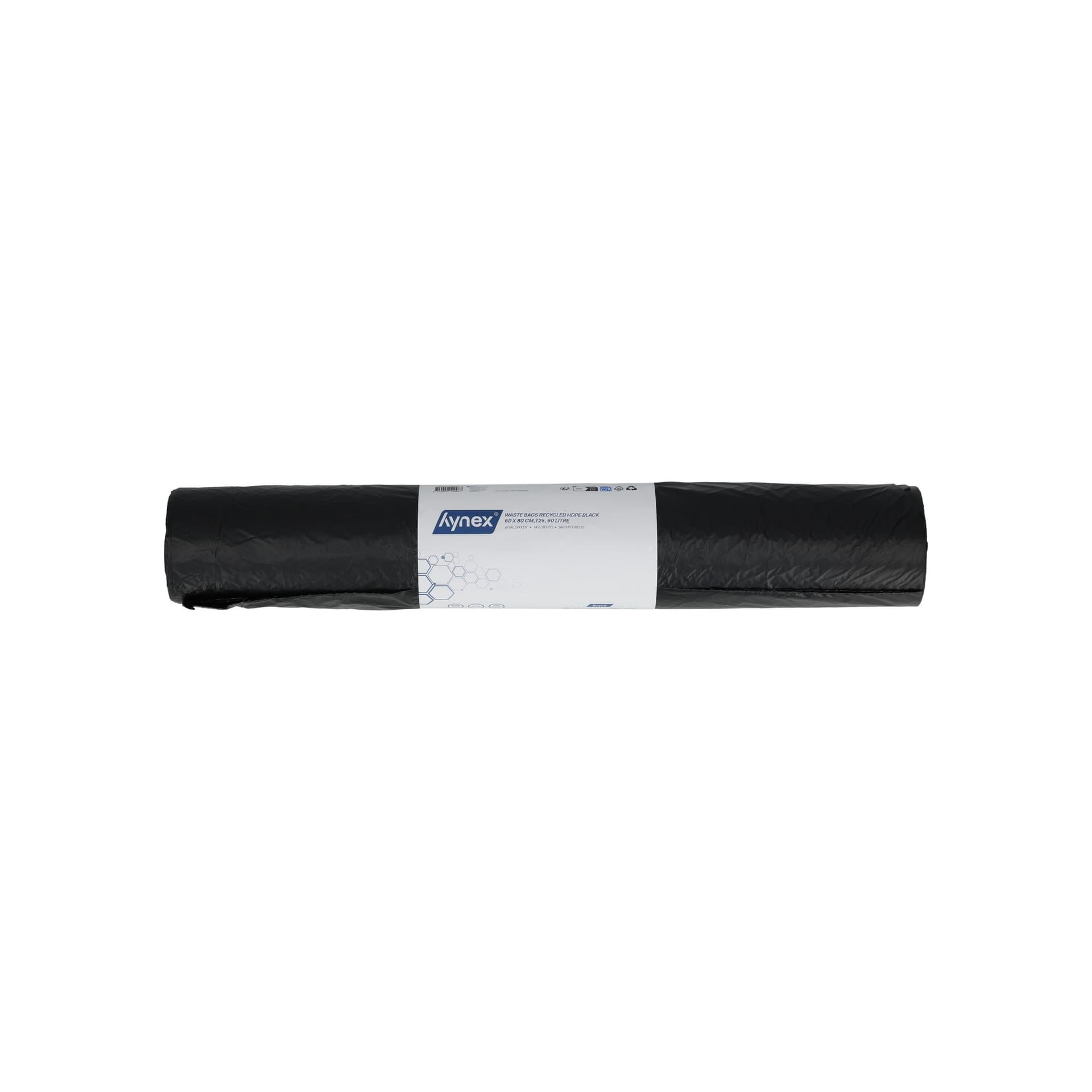Afvalzak Hynex 60x80cm HDPE recycled T25 60L zwart rol à 25 stuks 4