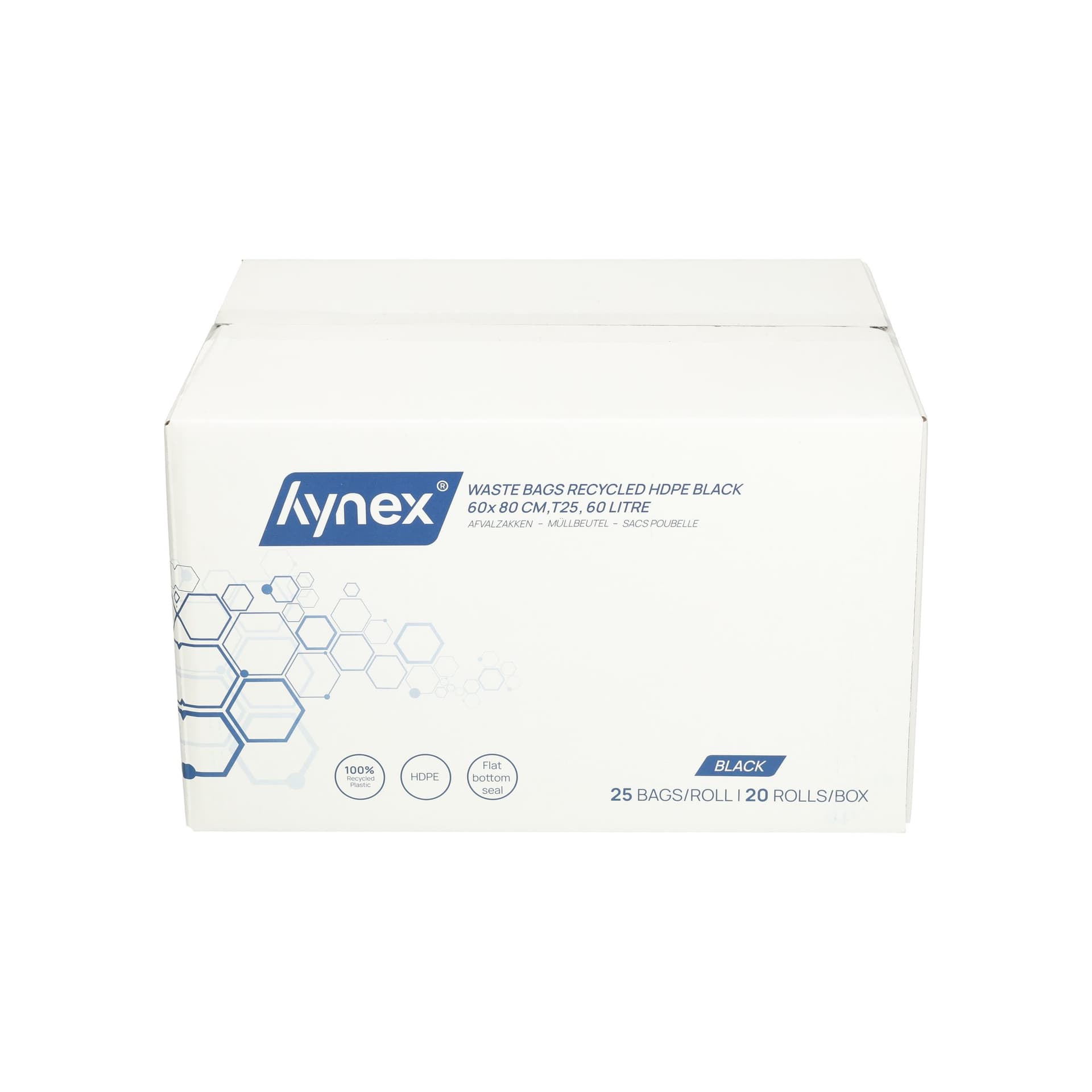Afvalzak Hynex 60x80cm HDPE recycled T25 60L zwart rol à 25 stuks 6