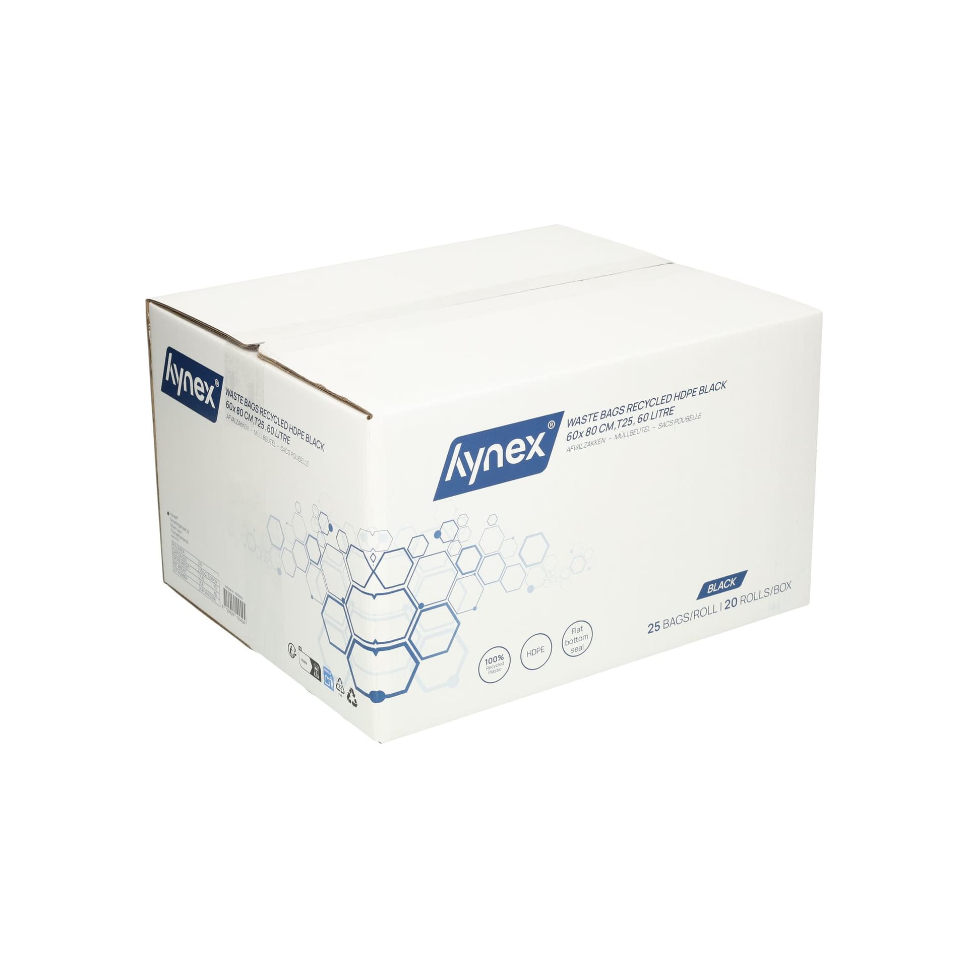 Afvalzak Hynex 60x80cm HDPE recycled T25 60L zwart rol à 25 stuks 7