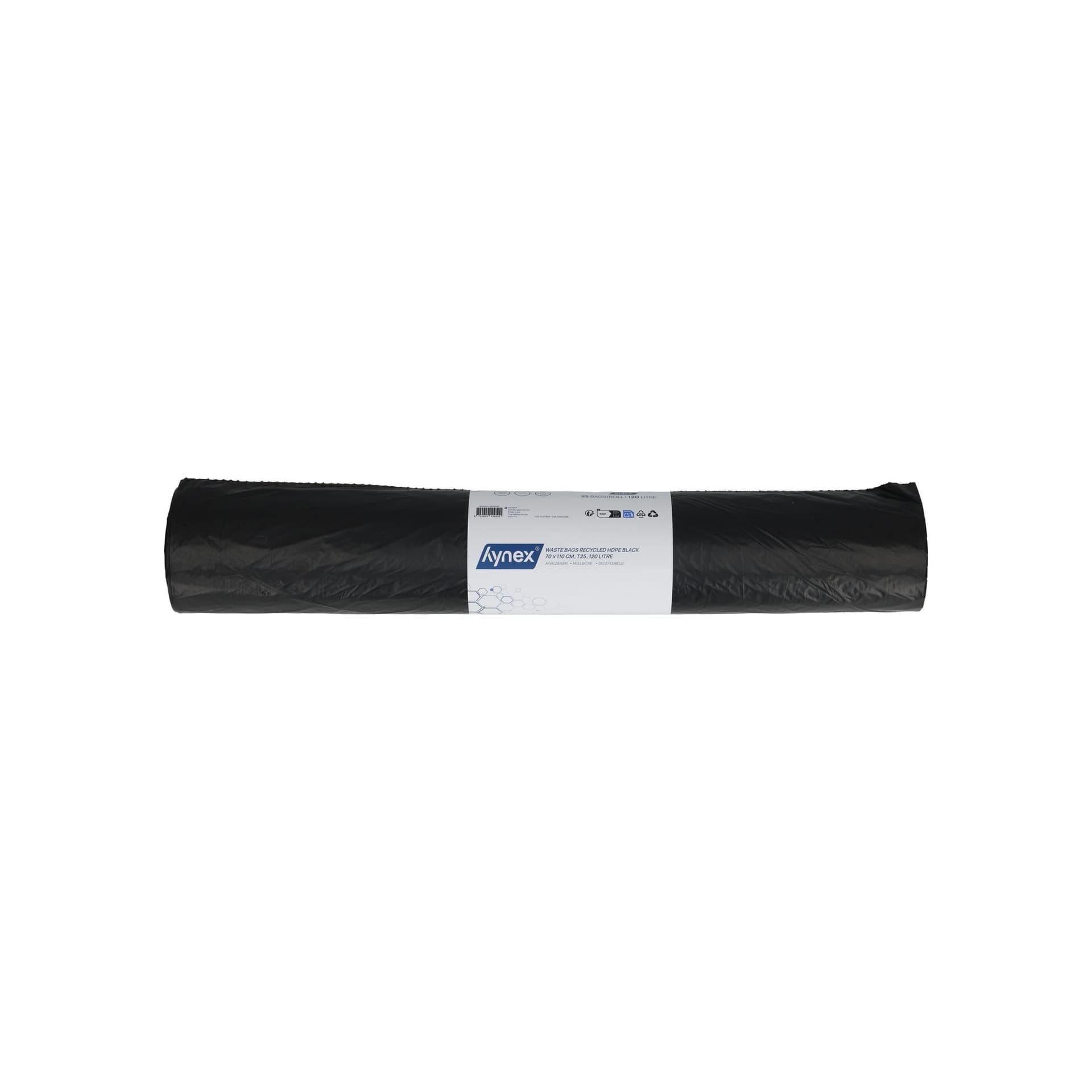 Afvalzak Hynex 70x110cm HDPE recycled T25 120L zwart rol à 25 stuks 4