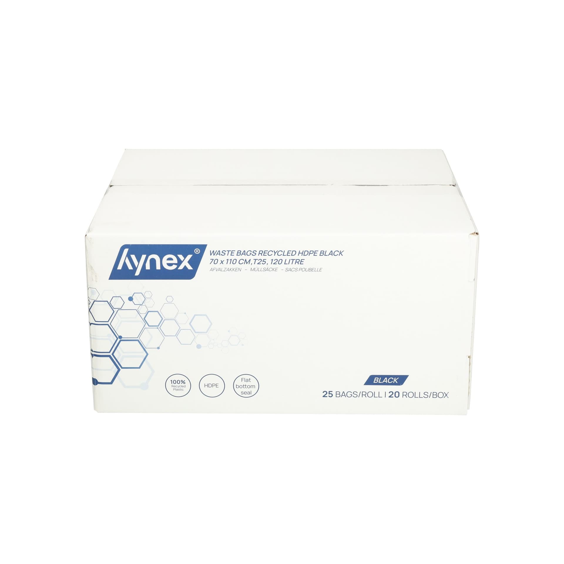 Afvalzak Hynex 70x110cm HDPE recycled T25 120L zwart rol à 25 stuks 6