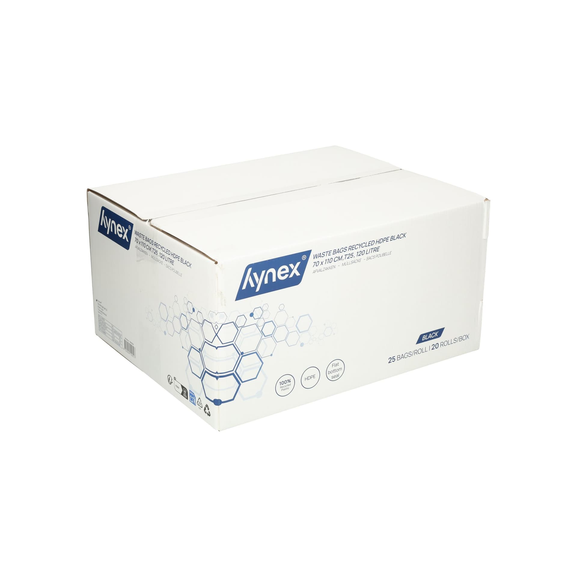 Afvalzak Hynex 70x110cm HDPE recycled T25 120L zwart rol à 25 stuks 7