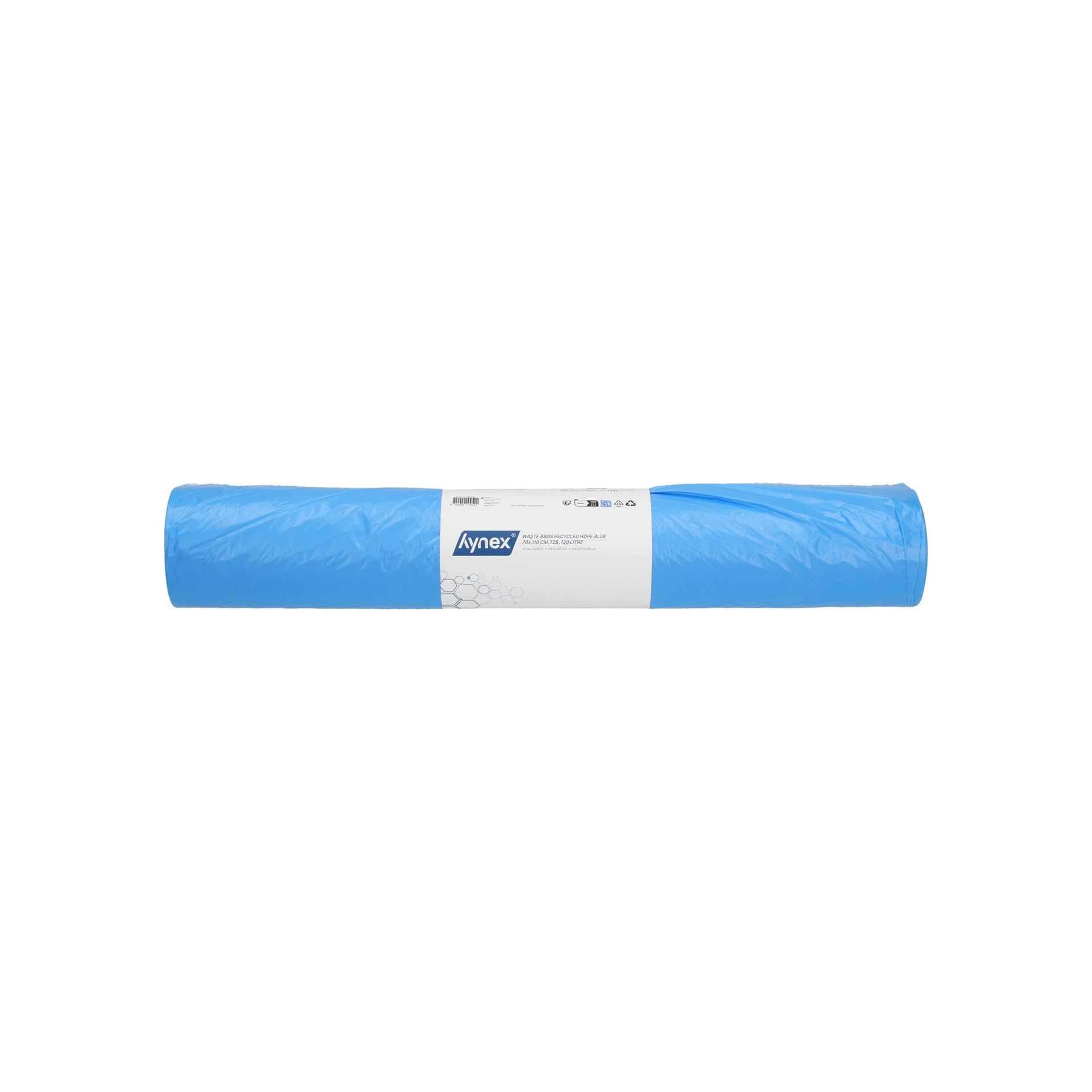 Afvalzak Hynex 70x110cm HDPE recycled T25 120L blauw rol à 25 stuks