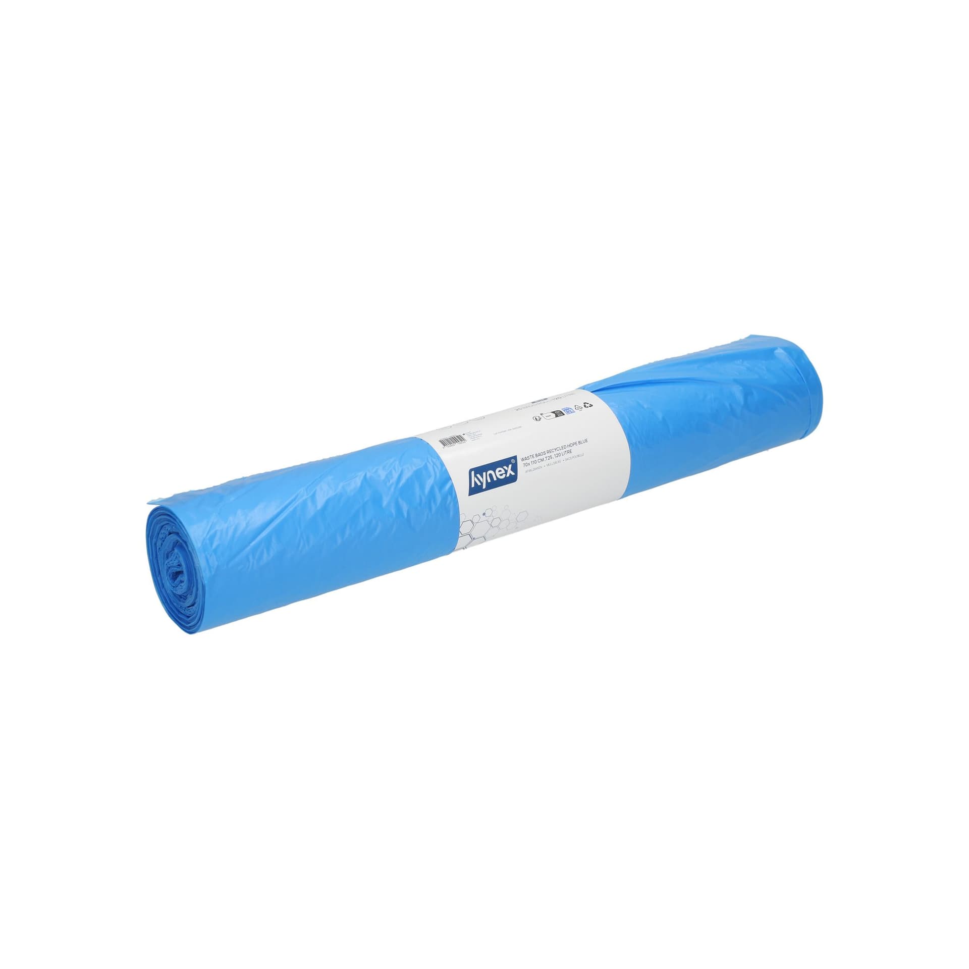 Afvalzak Hynex 70x110cm HDPE recycled T25 120L blauw rol à 25 stuks 2