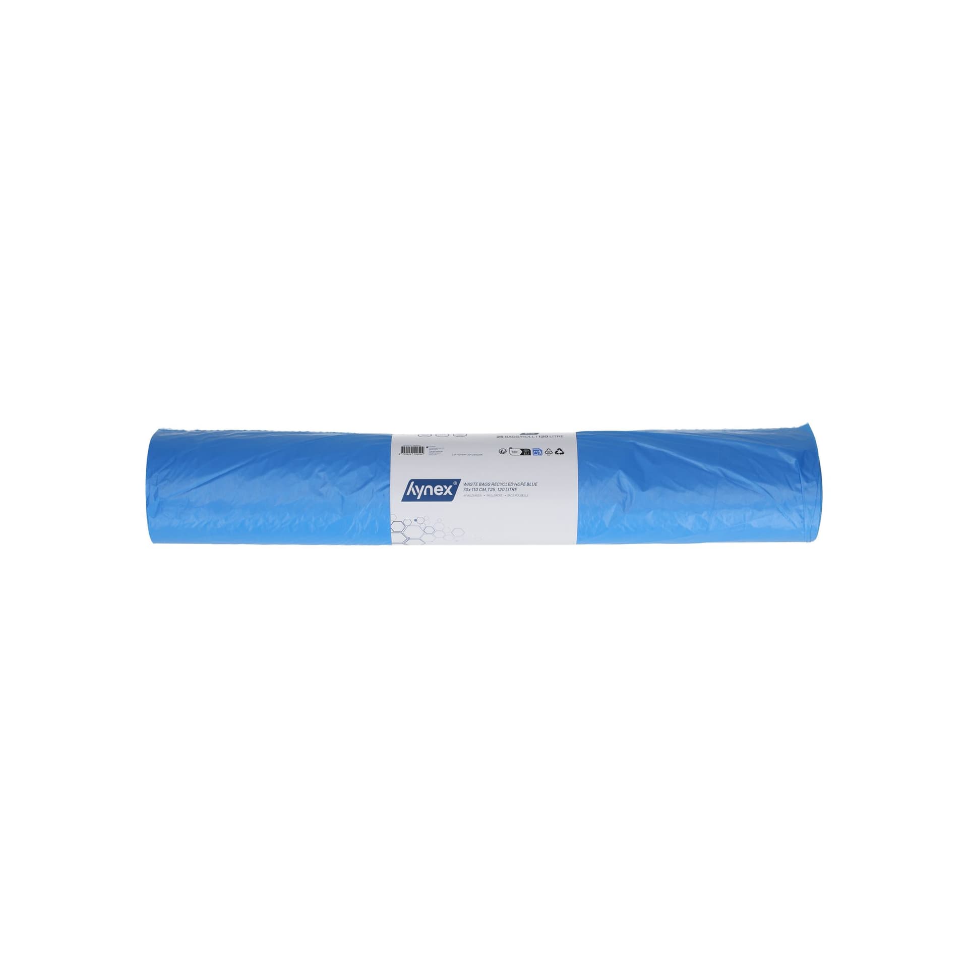 Afvalzak Hynex 70x110cm HDPE recycled T25 120L blauw rol à 25 stuks 4
