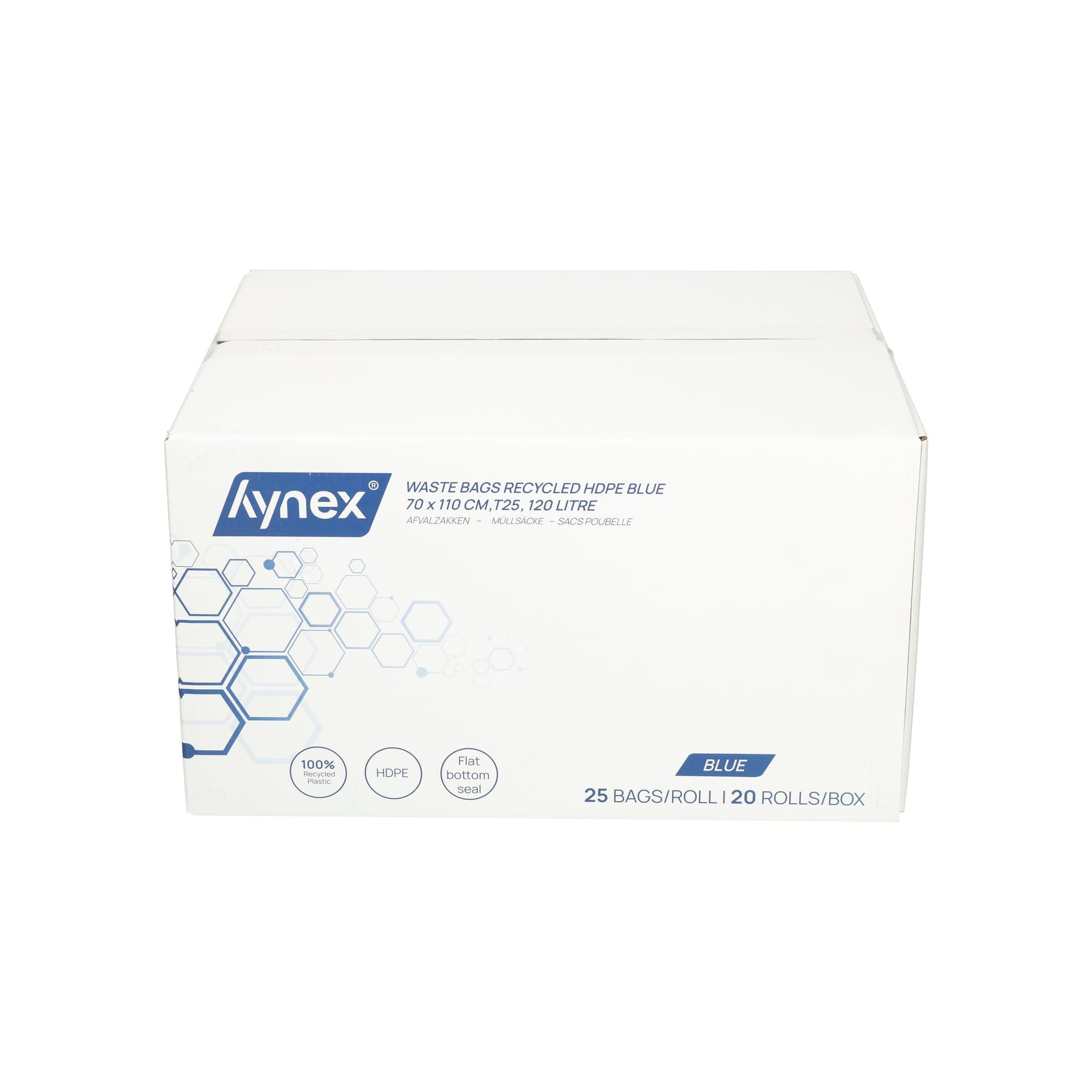 Afvalzak Hynex 70x110cm HDPE recycled T25 120L blauw rol à 25 stuks 6