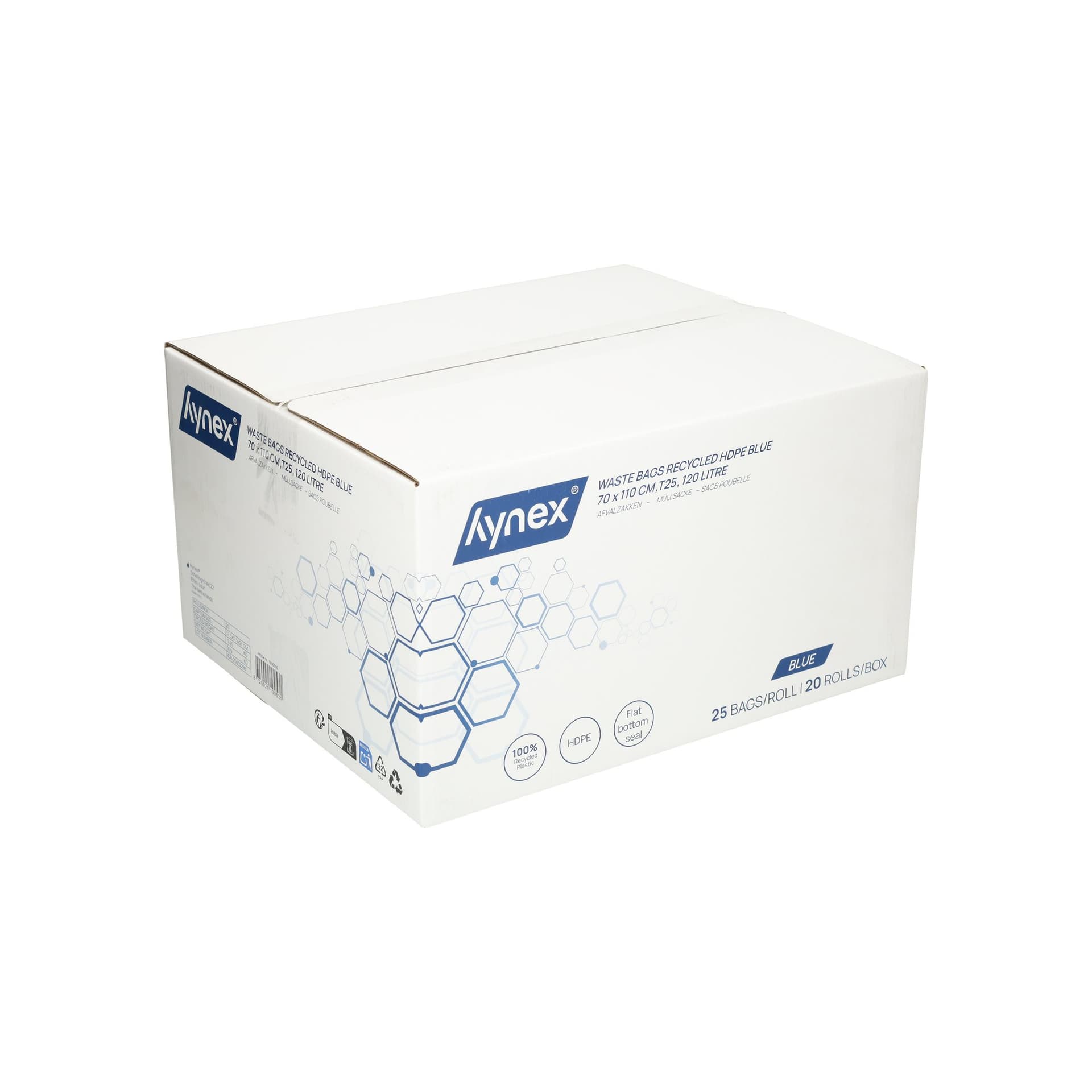 Afvalzak Hynex 70x110cm HDPE recycled T25 120L blauw rol à 25 stuks 7