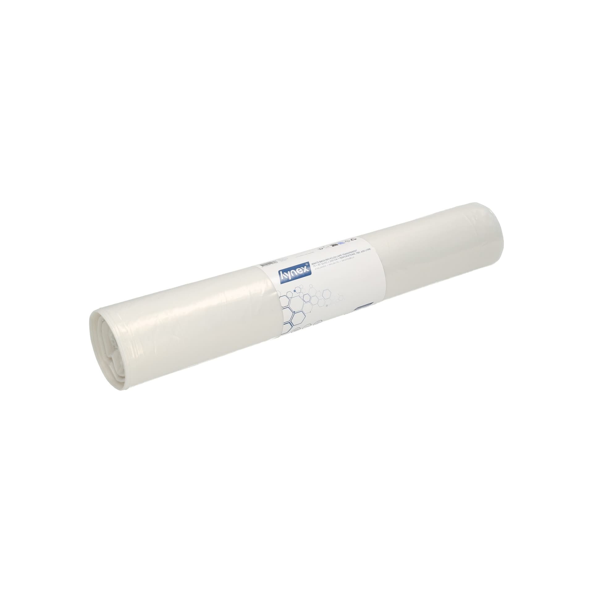 Afvalzak Hynex 70/15x200cm LDPE recycled T80 400L transparant ponsgaten rol à 5 stuks 2