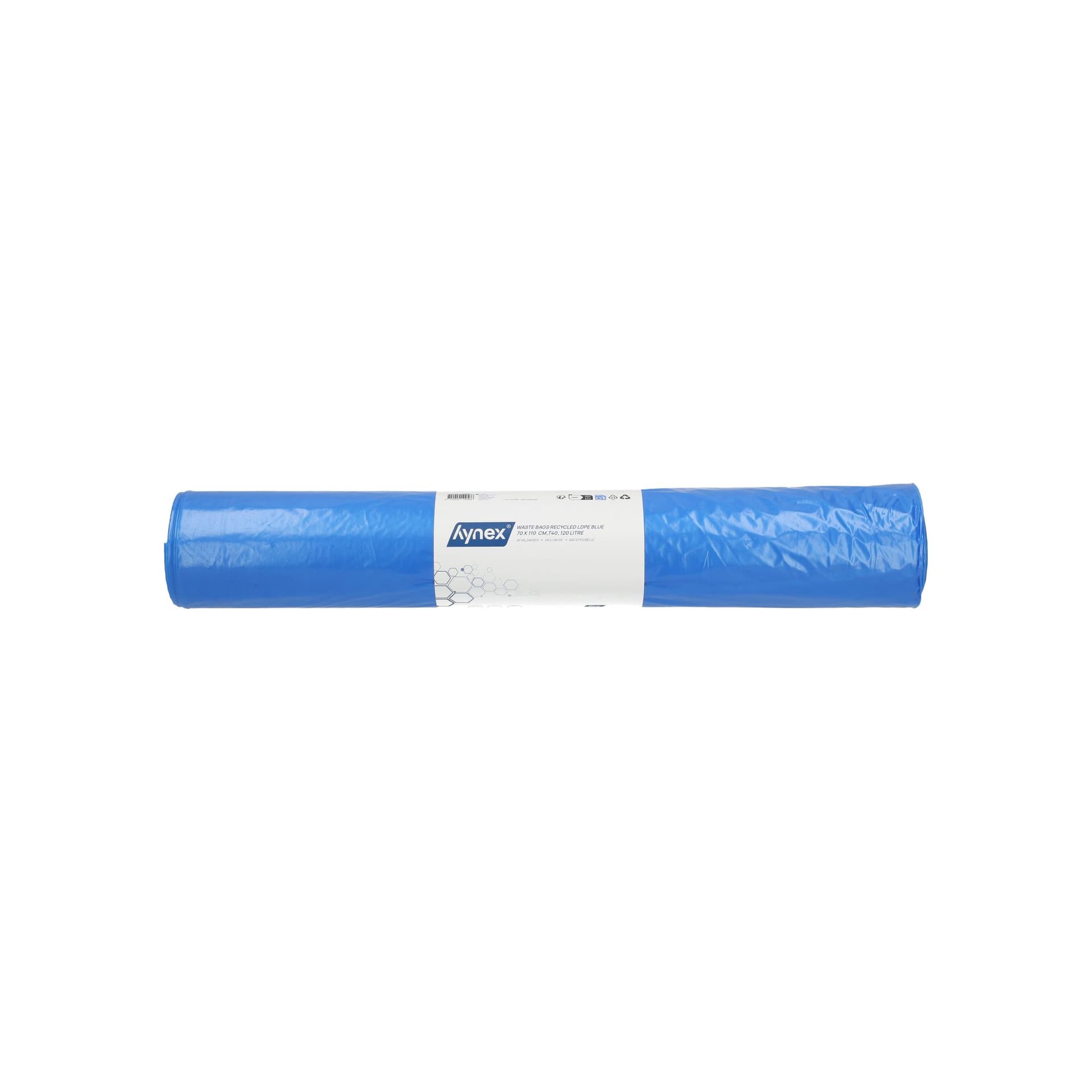 Afvalzak Hynex 70x110cm LDPE recycled T40 120L blauw rol à 20 stuks
