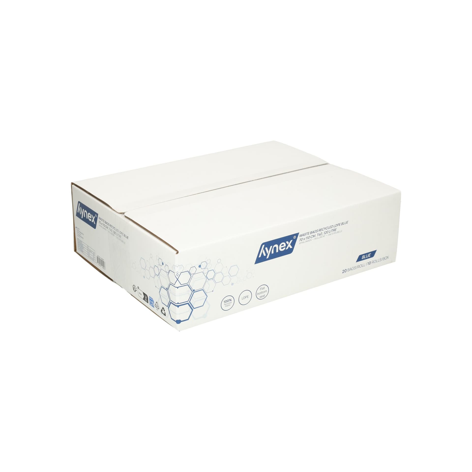 Afvalzak Hynex 70x110cm LDPE recycled T40 120L blauw rol à 20 stuks 7