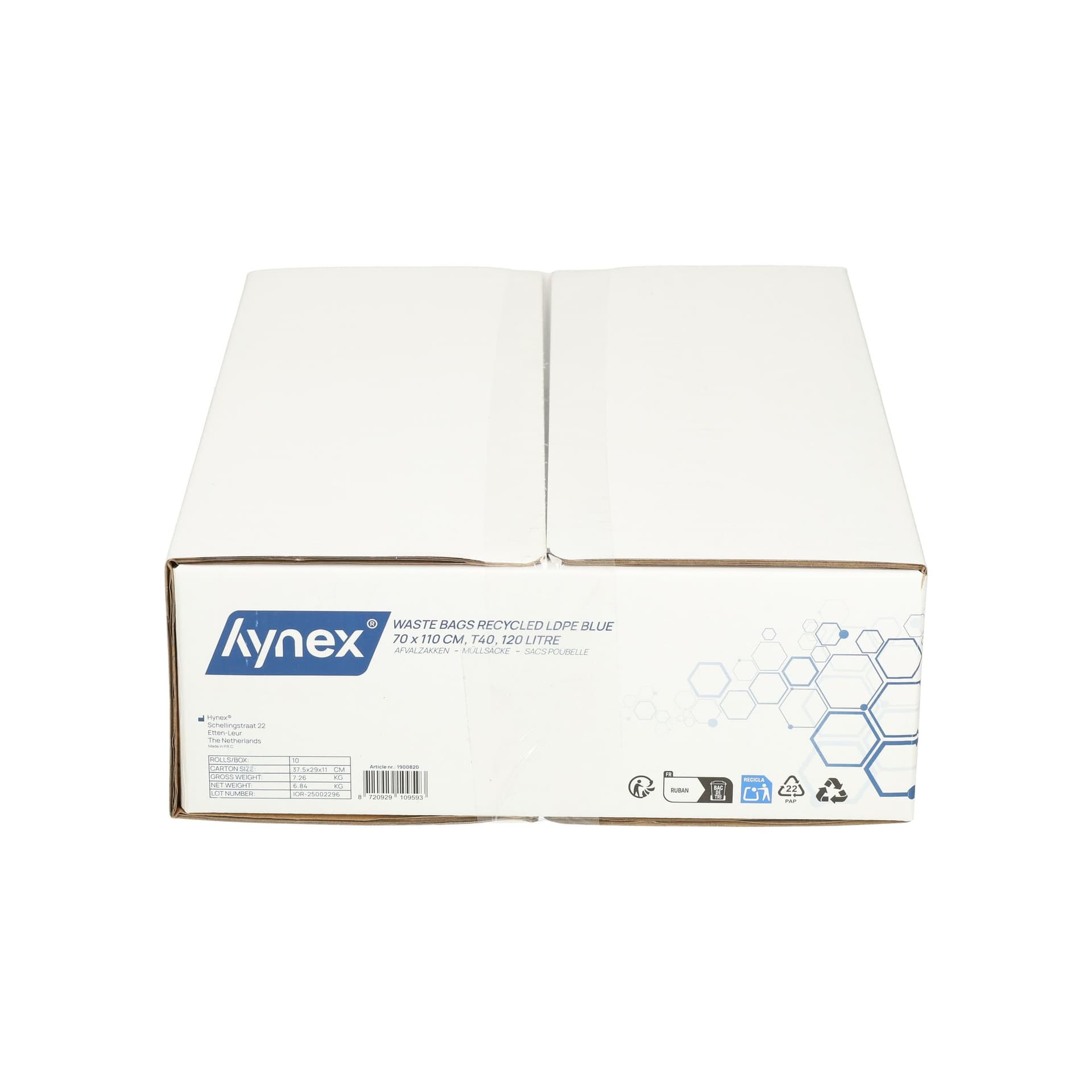 Afvalzak Hynex 70x110cm LDPE recycled T40 120L blauw rol à 20 stuks 8