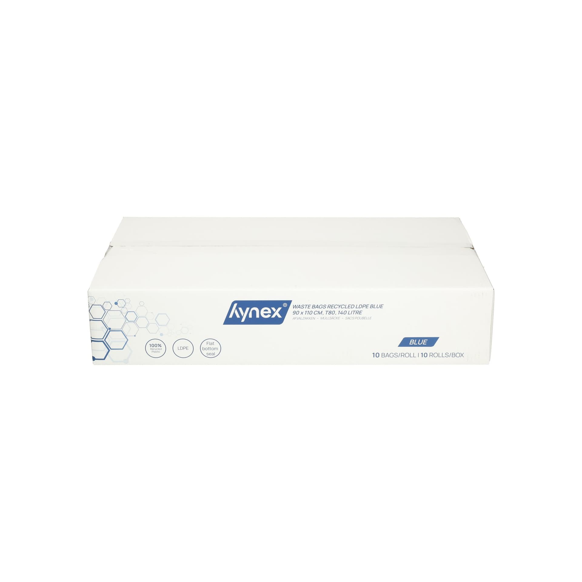 Afvalzak Hynex 90x110cm LDPE recycled T80 140L blauw rol à 10 stuks 6