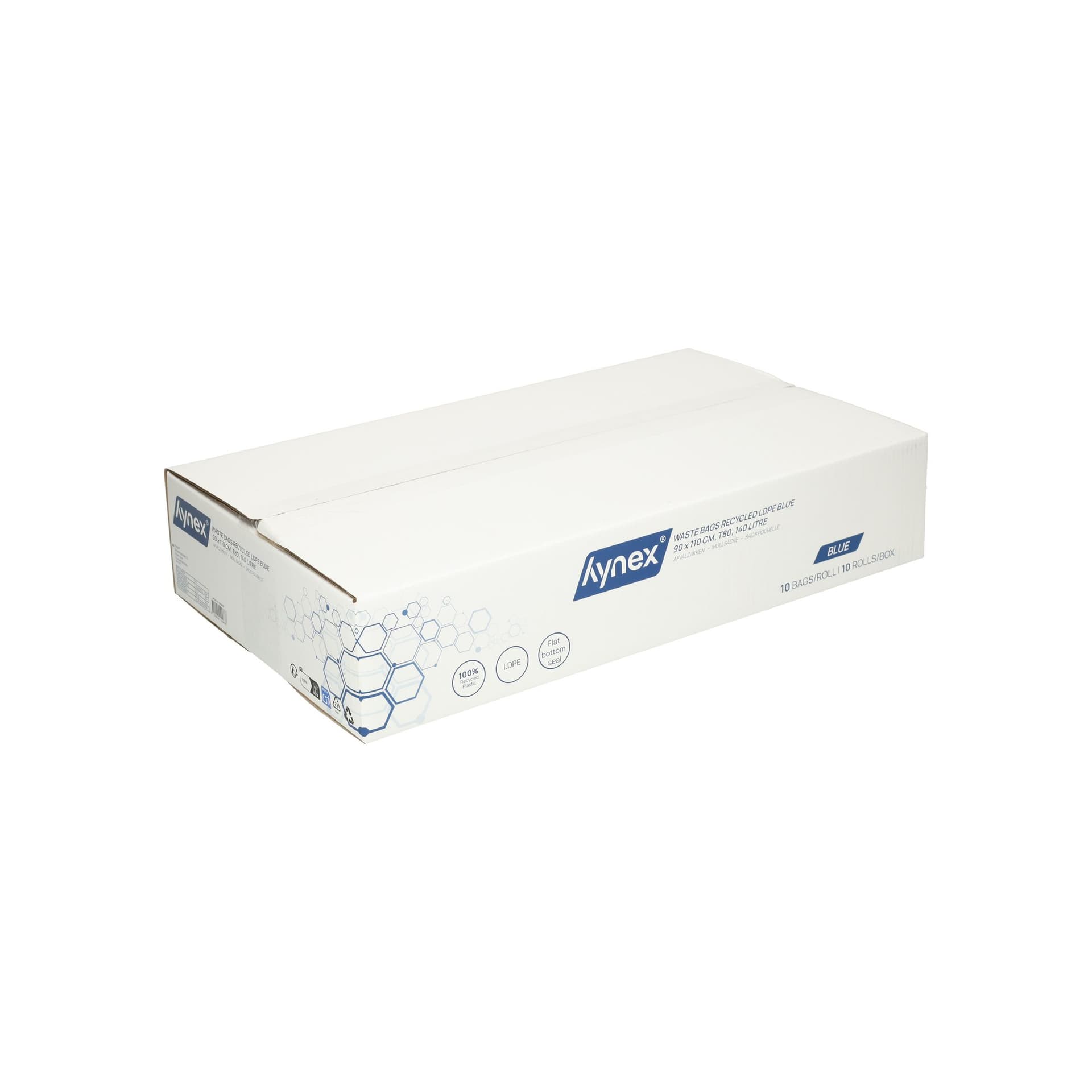 Afvalzak Hynex 90x110cm LDPE recycled T80 140L blauw rol à 10 stuks 7