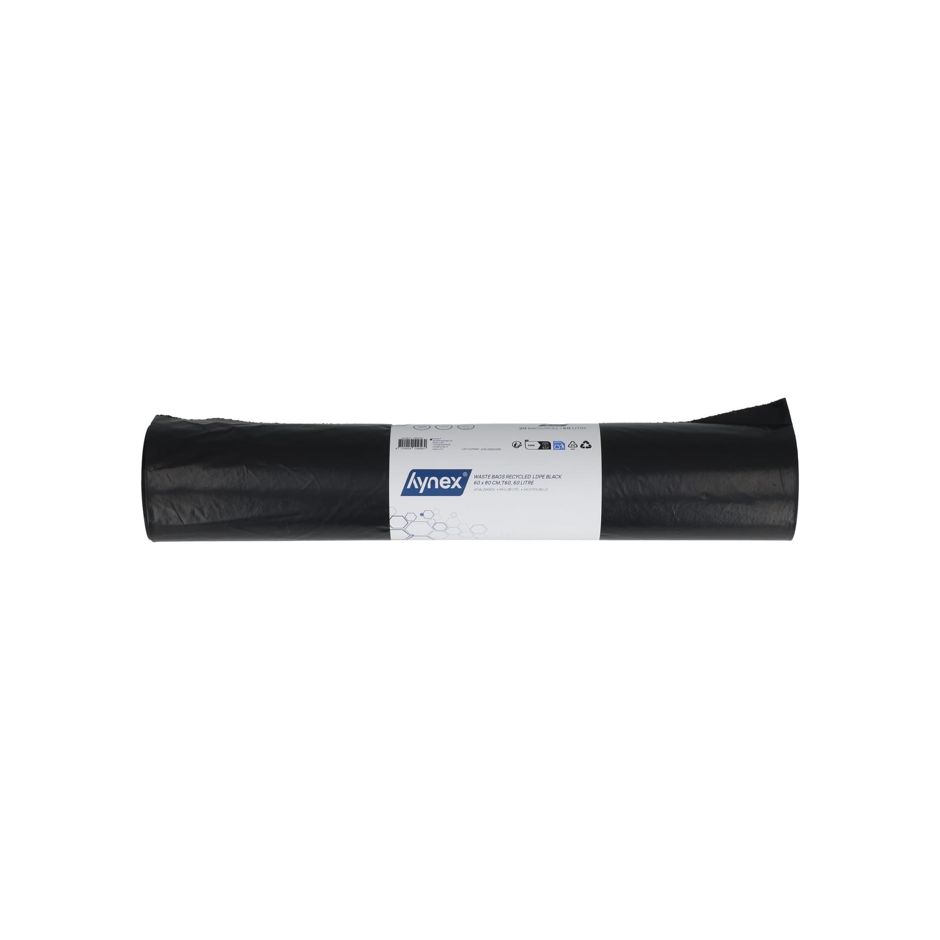 Afvalzak Hynex 60x80cm LDPE recycled T60 60L zwart rol à 20 stuks 4