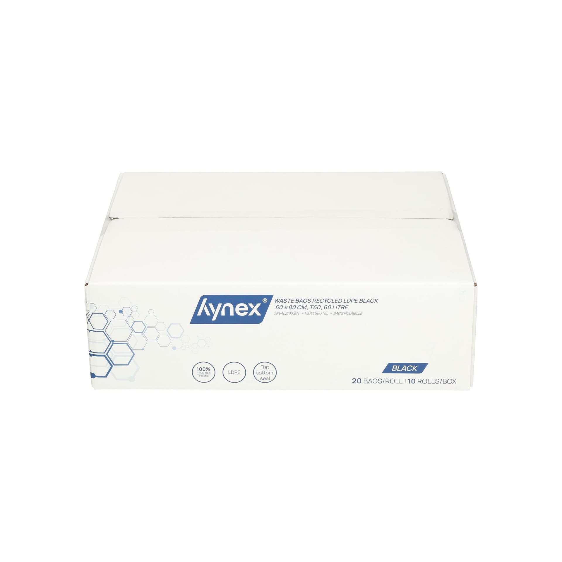 Afvalzak Hynex 60x80cm LDPE recycled T60 60L zwart rol à 20 stuks 6